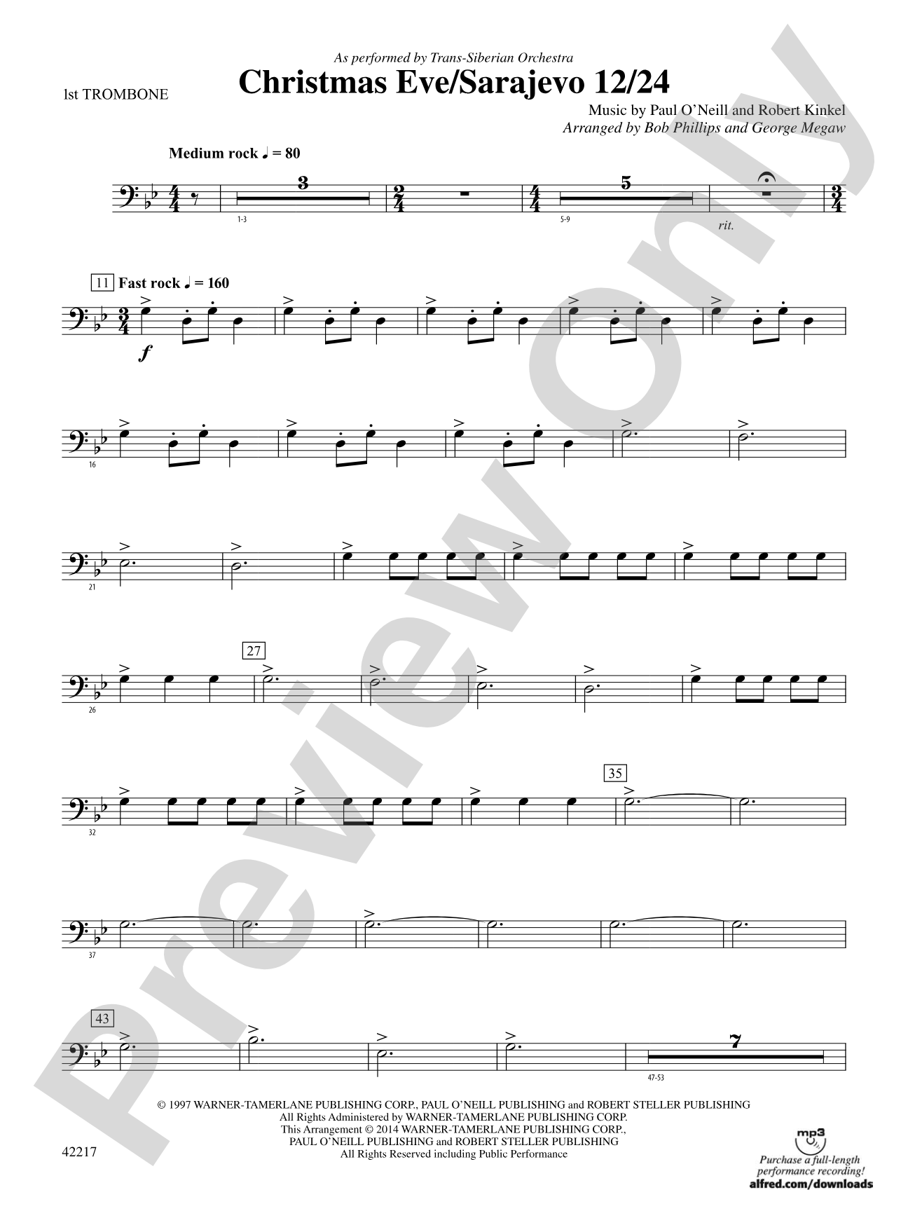 Christmas Eve/Sarajevo 12/24: 1st Trombone