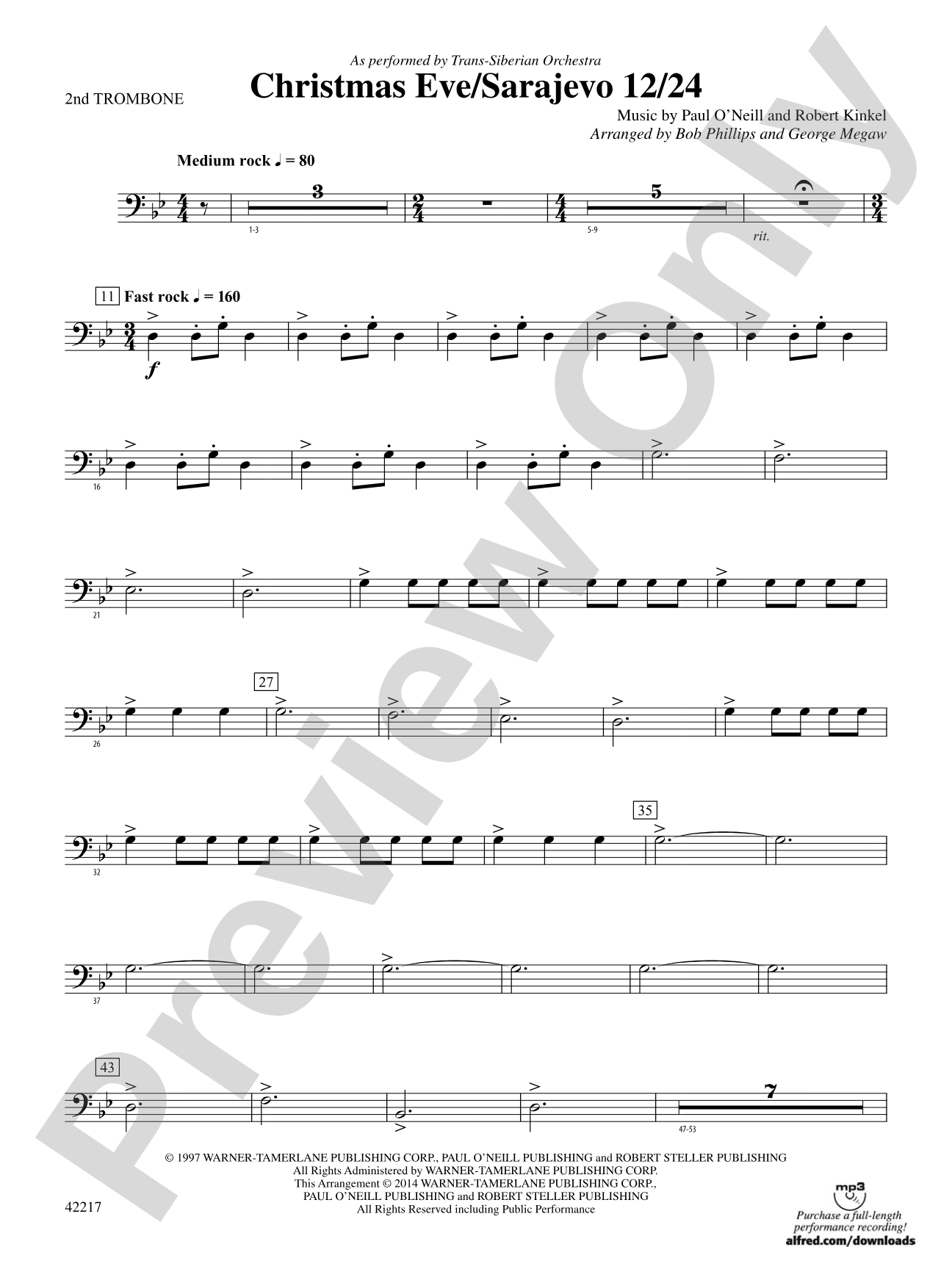 Christmas Eve/Sarajevo 12/24: 2nd Trombone