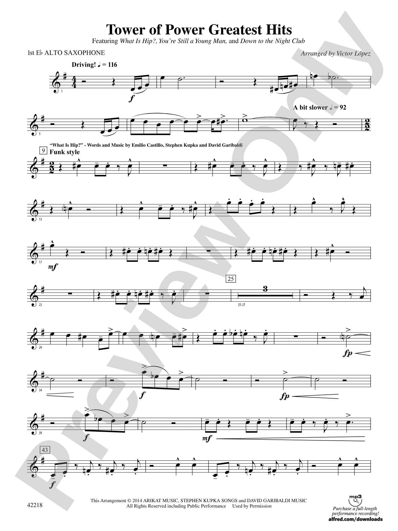 Tower of Power Greatest Hits: E-flat Alto Saxophone