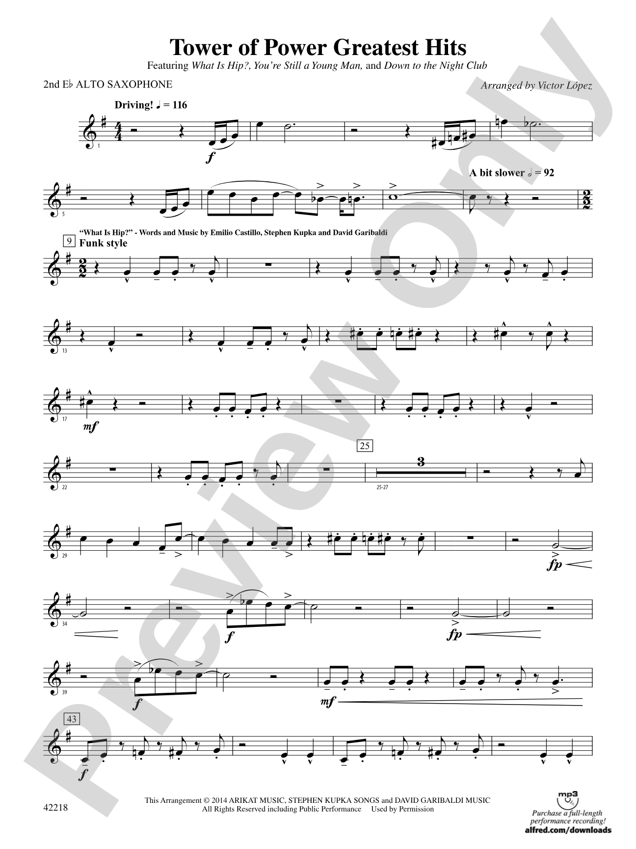 Tower of Power Greatest Hits: 2nd E-flat Alto Saxophone