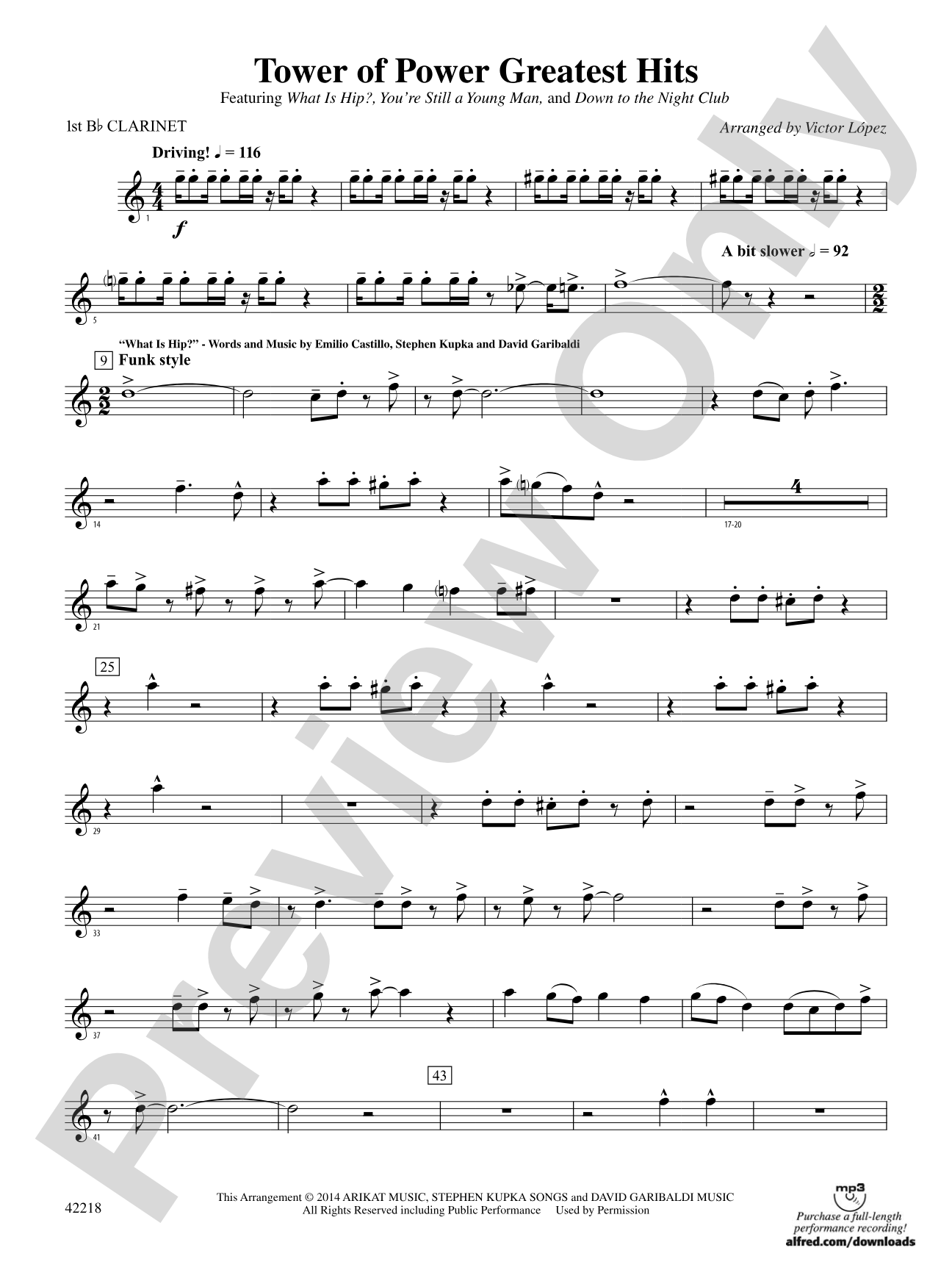 Tower of Power Greatest Hits: 1st B-flat Clarinet