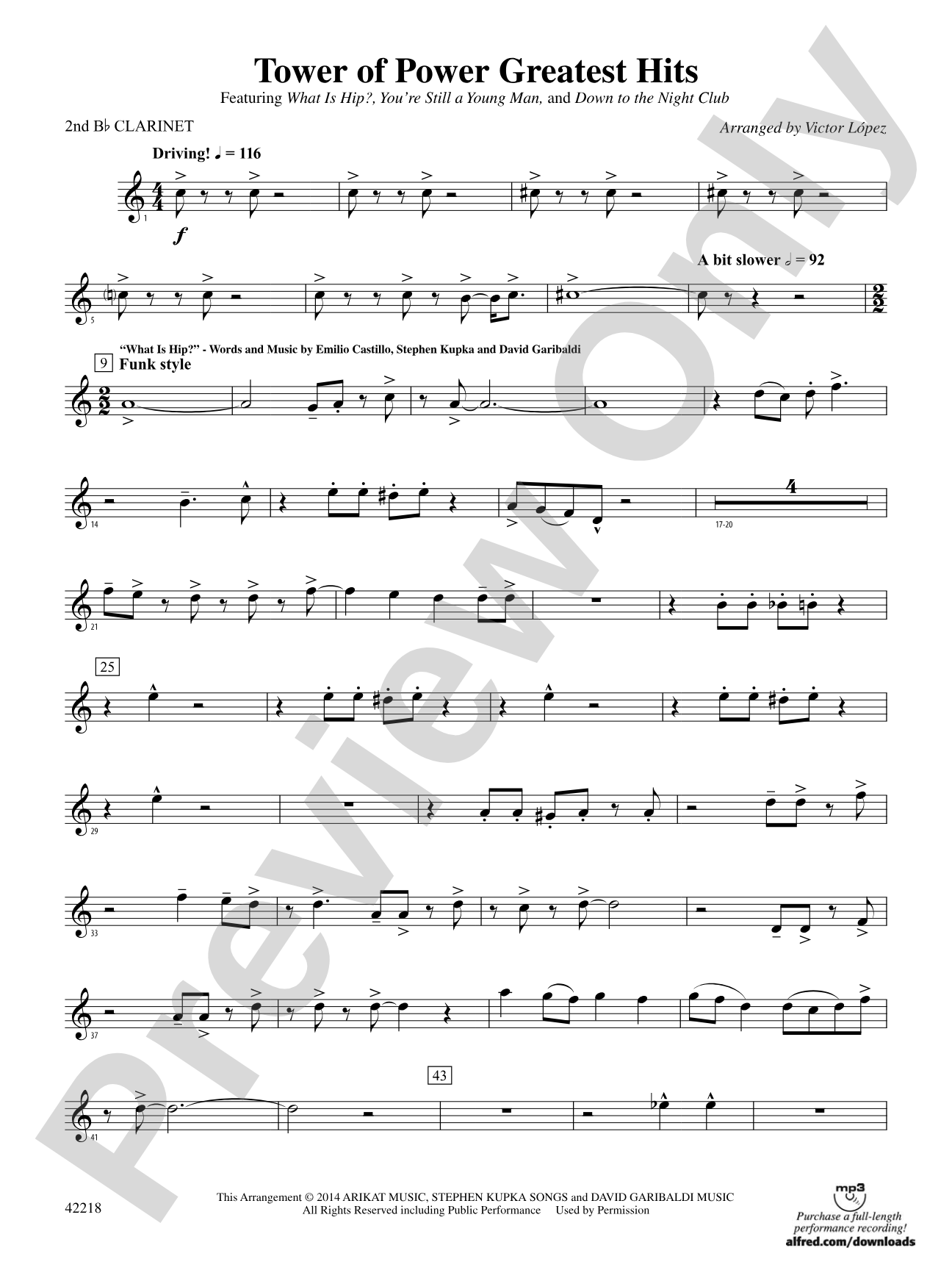 Tower of Power Greatest Hits: 2nd B-flat Clarinet