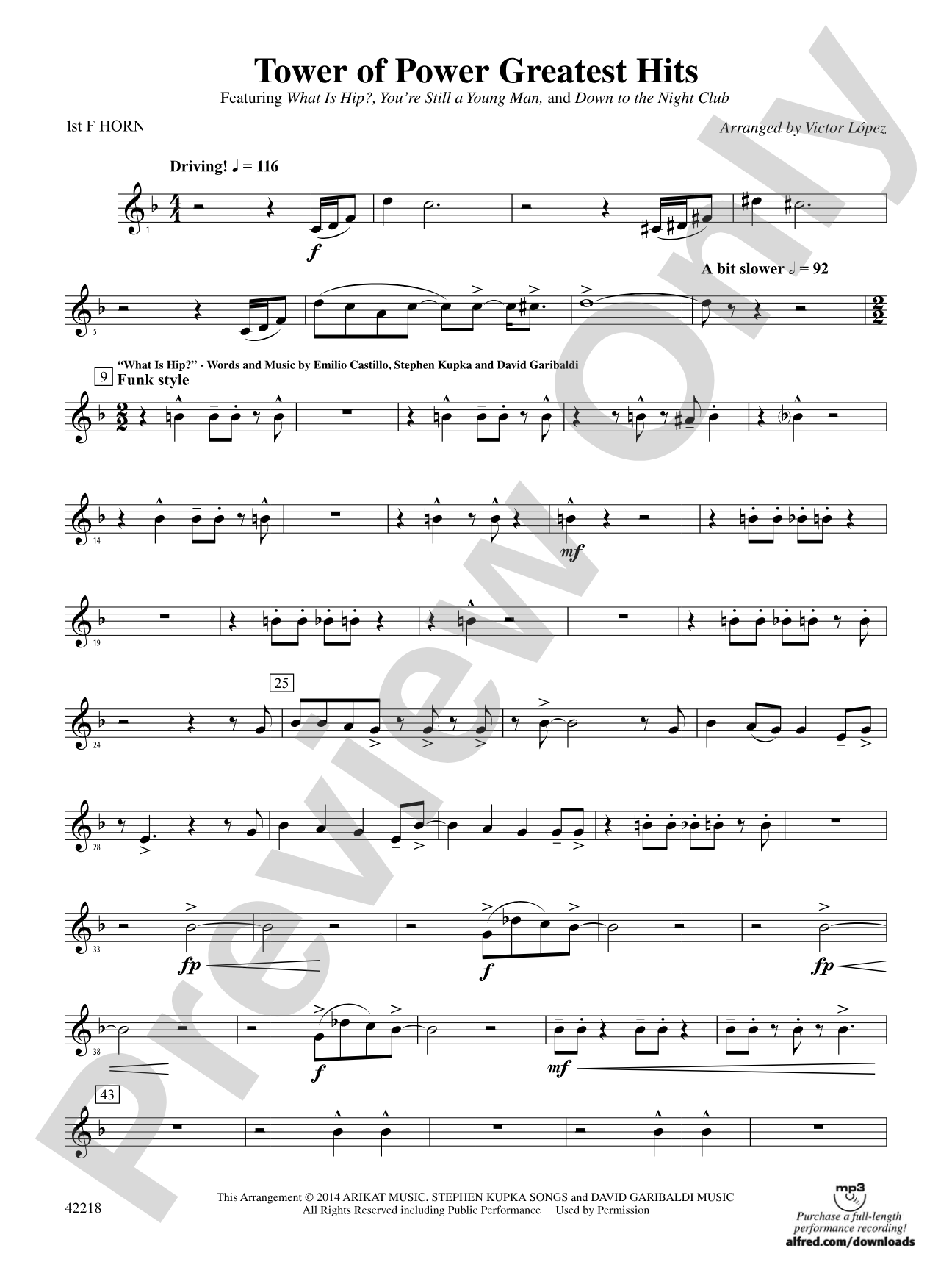 Tower of Power Greatest Hits: 1st F Horn