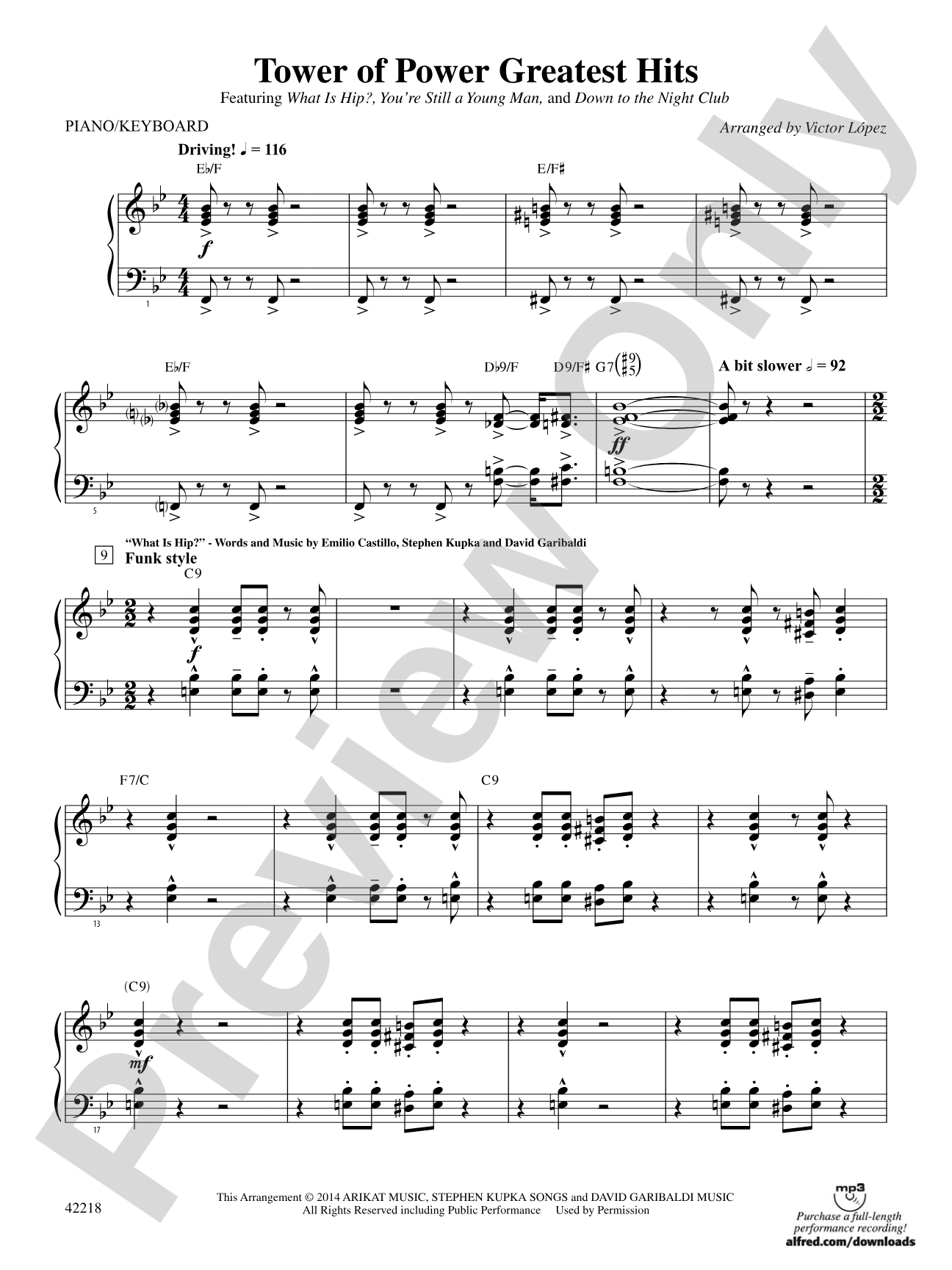 Tower of Power Greatest Hits: Piano Accompaniment