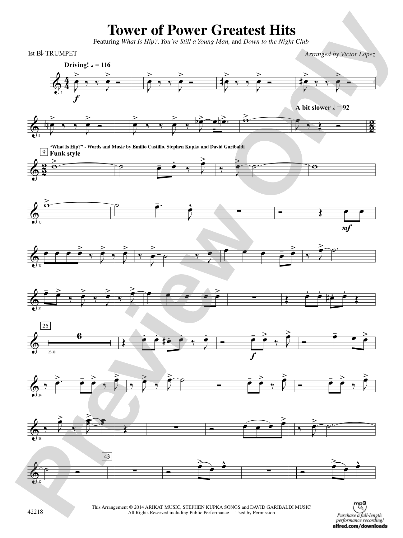 Tower of Power Greatest Hits: 1st B-flat Trumpet