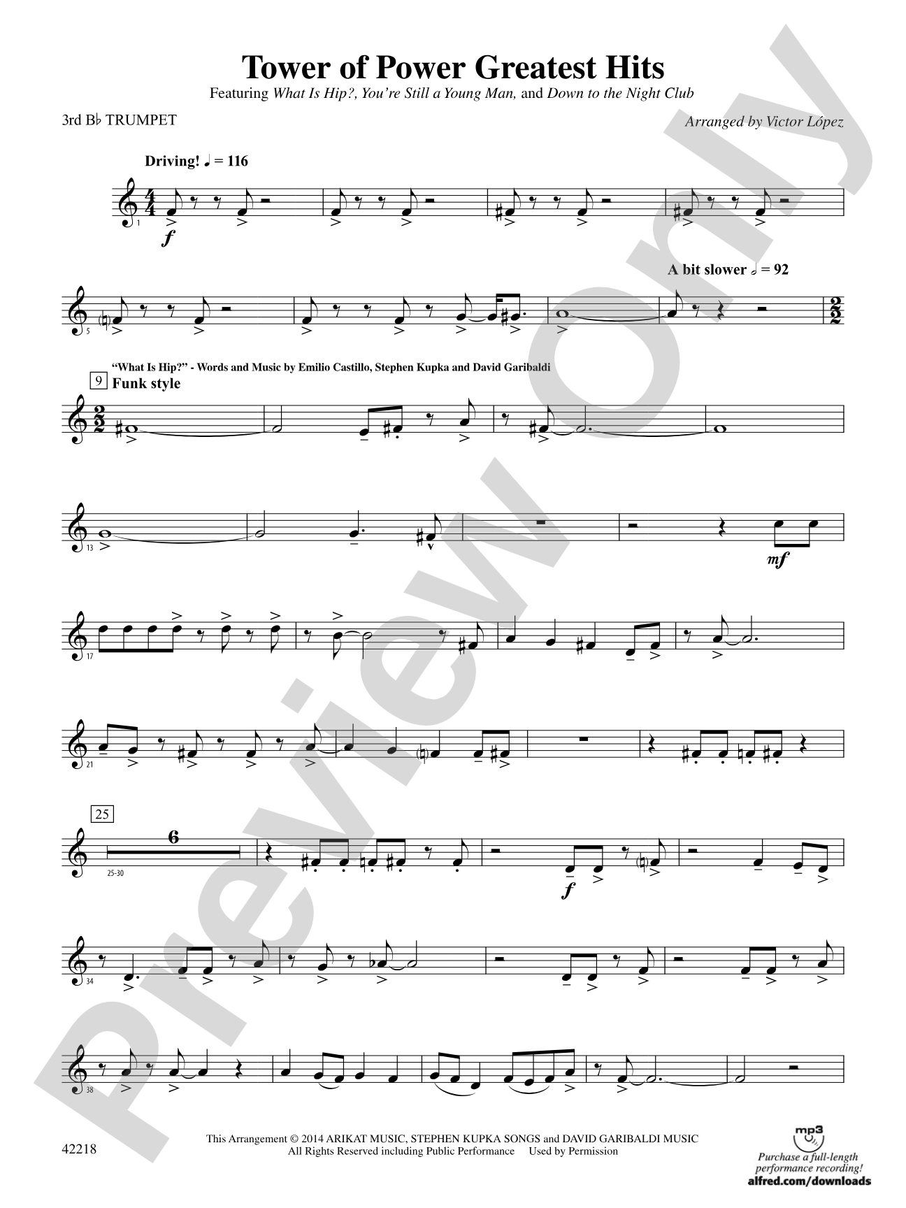 Tower of Power Greatest Hits: 3rd B-flat Trumpet