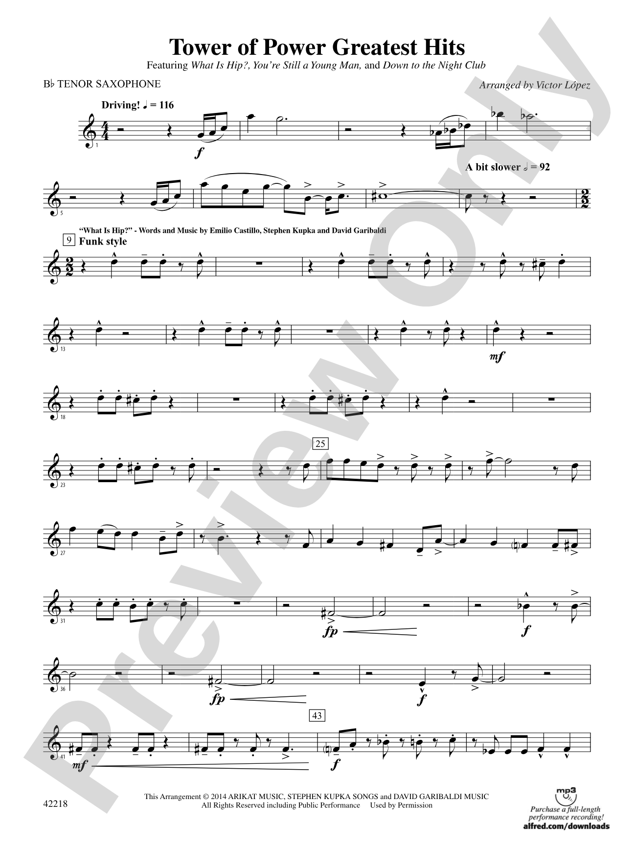 Tower of Power Greatest Hits: B-flat Tenor Saxophone