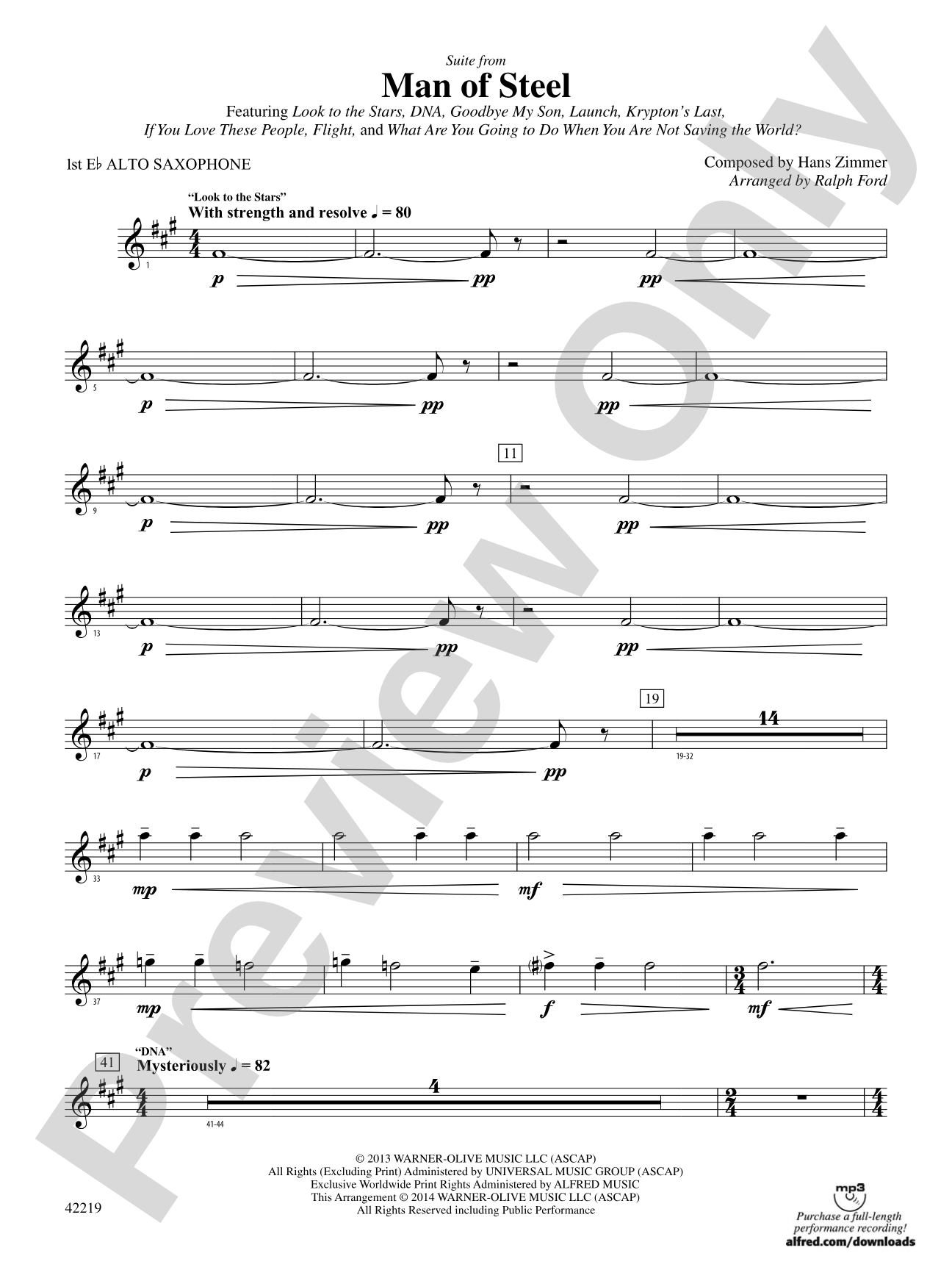 Man of Steel, Suite from: E-flat Alto Saxophone