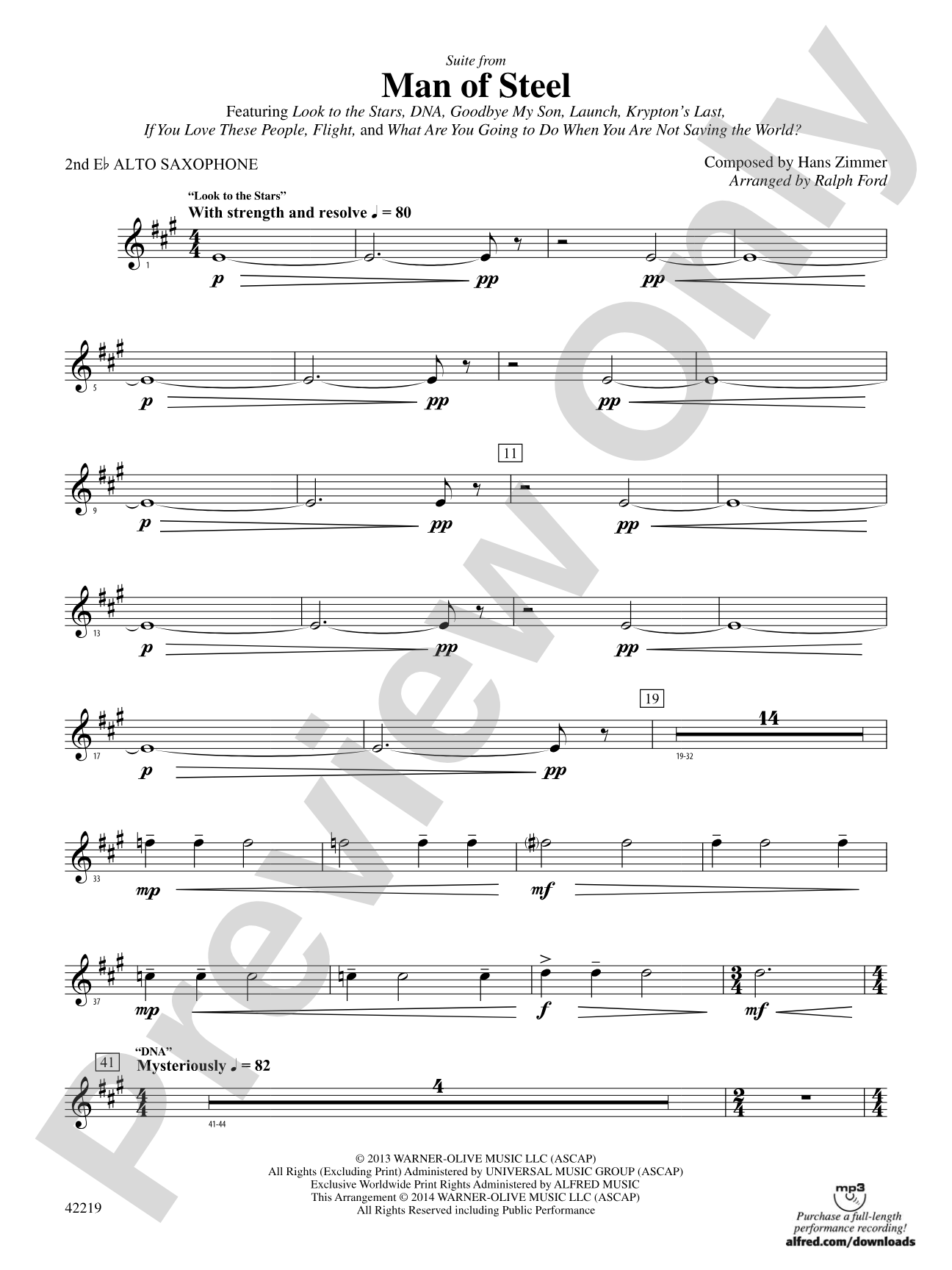 Man of Steel, Suite from: 2nd E-flat Alto Saxophone