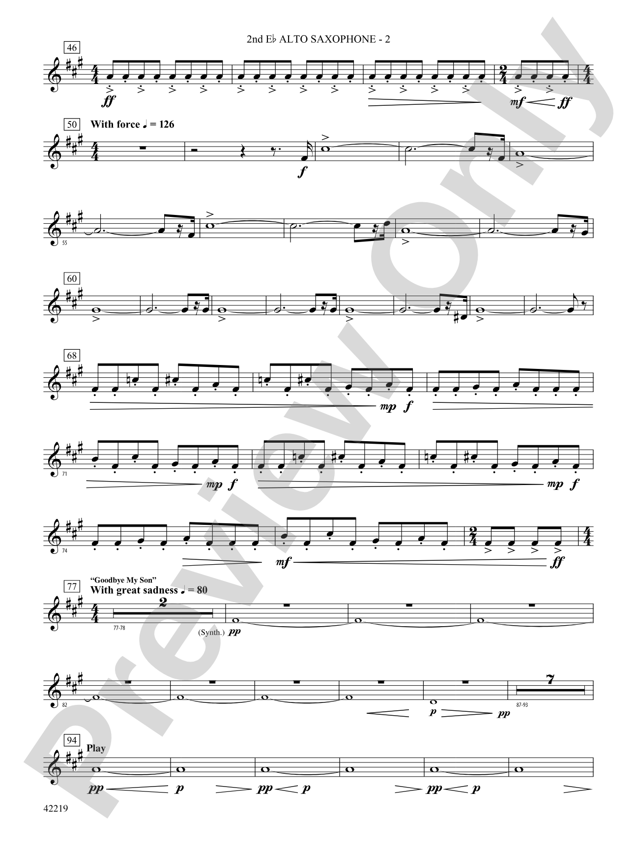 Man of Steel, Suite from: 2nd E-flat Alto Saxophone