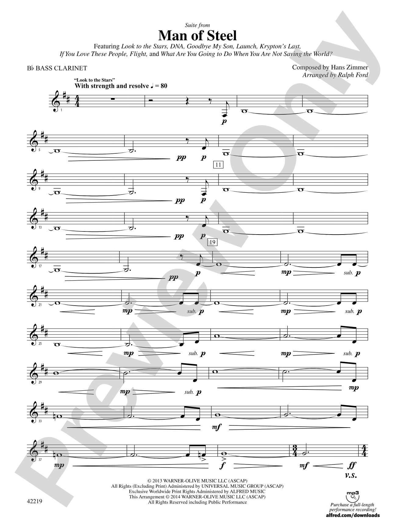 Man of Steel, Suite from: B-flat Bass Clarinet