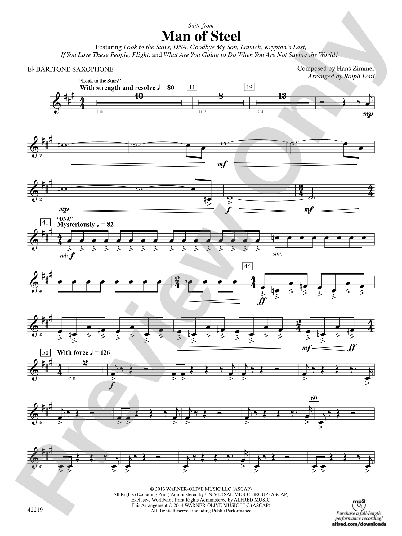 Man of Steel, Suite from: E-flat Baritone Saxophone