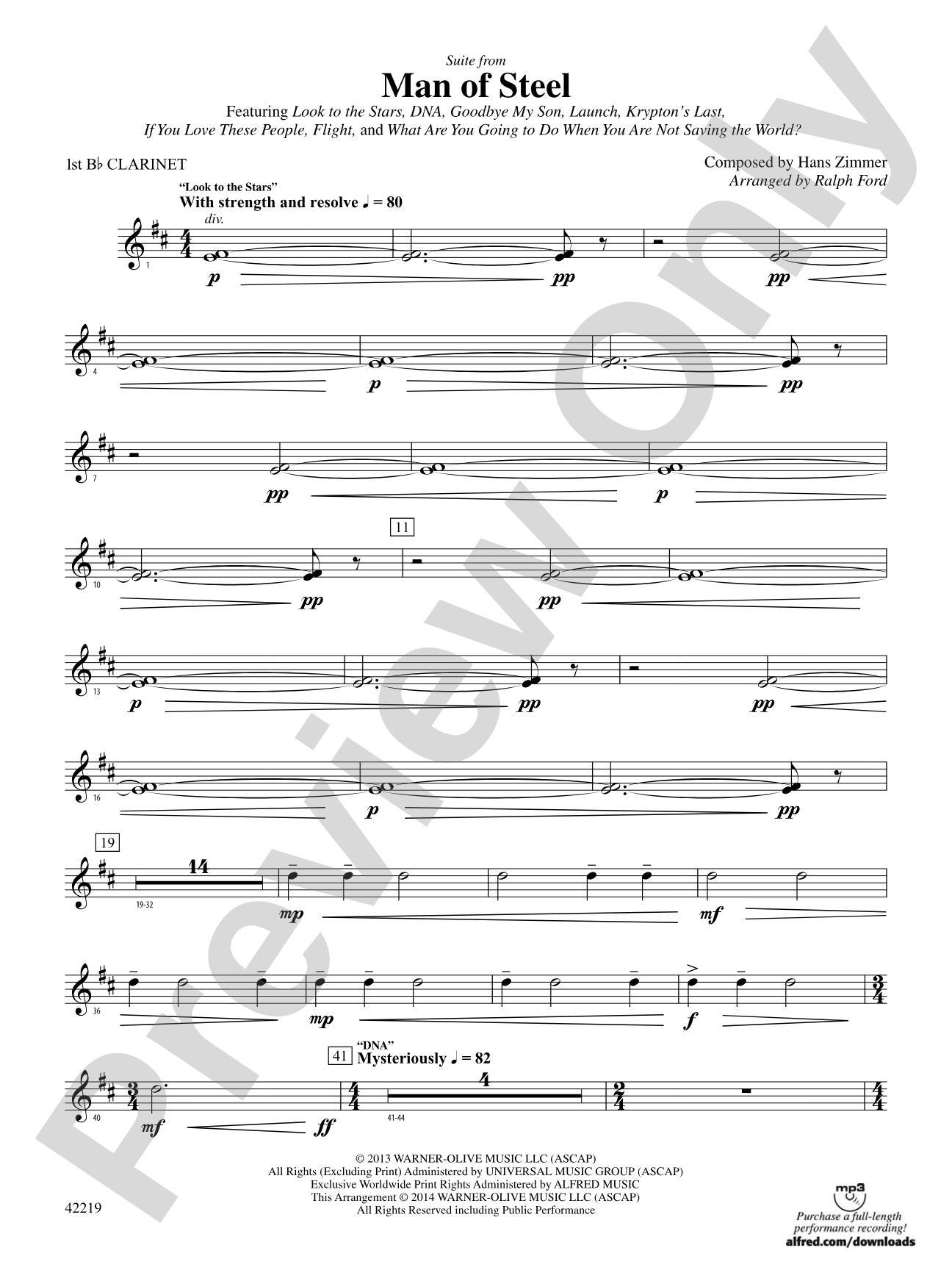 Man of Steel, Suite from: 1st B-flat Clarinet