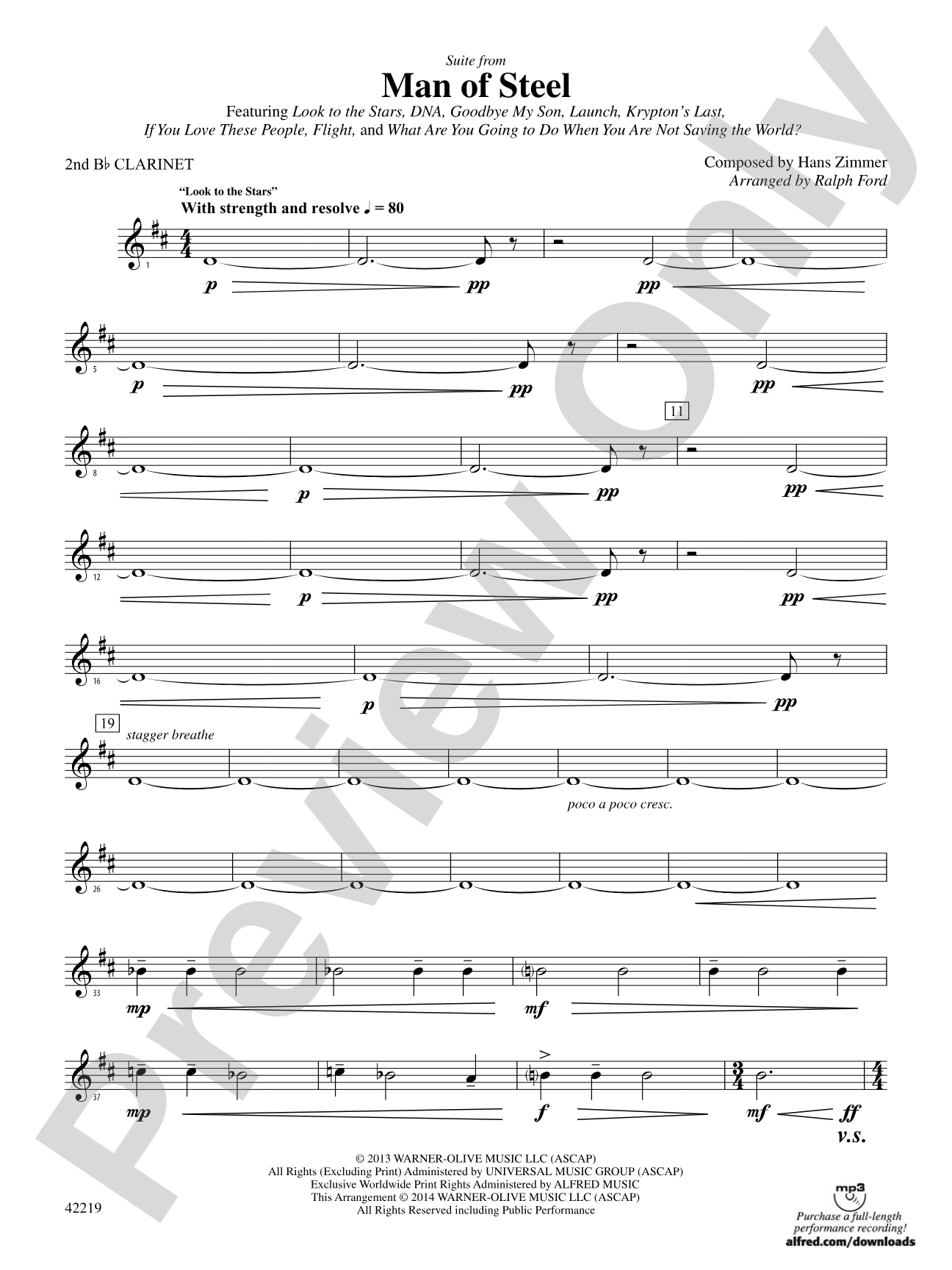 Man of Steel, Suite from: 2nd B-flat Clarinet
