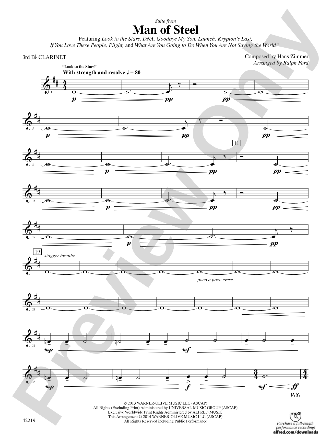 Man of Steel, Suite from: 3rd B-flat Clarinet