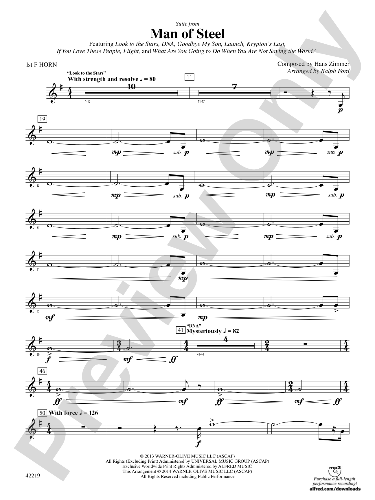 Man of Steel, Suite from: 1st F Horn