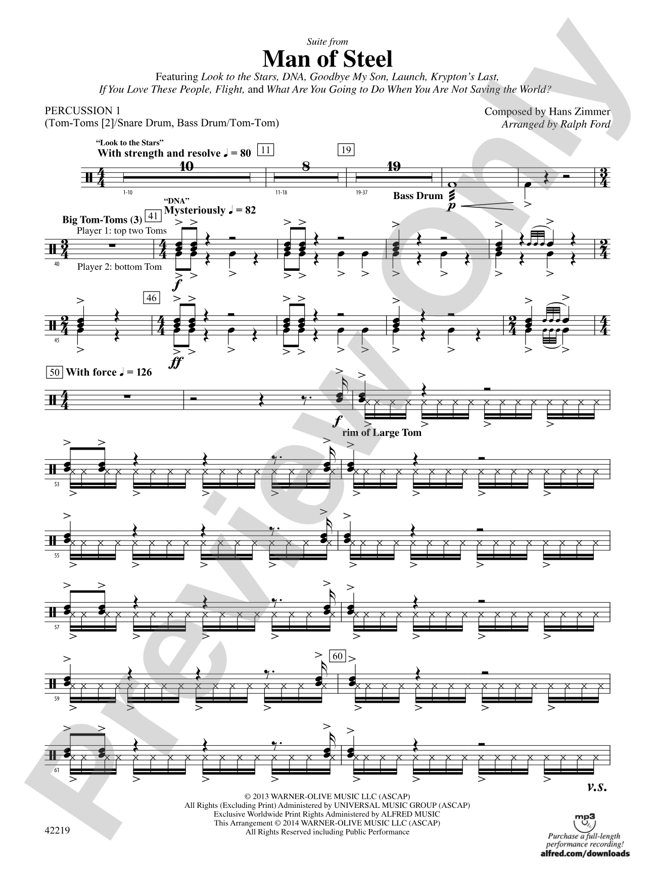 Man of Steel, Suite from: 1st Percussion