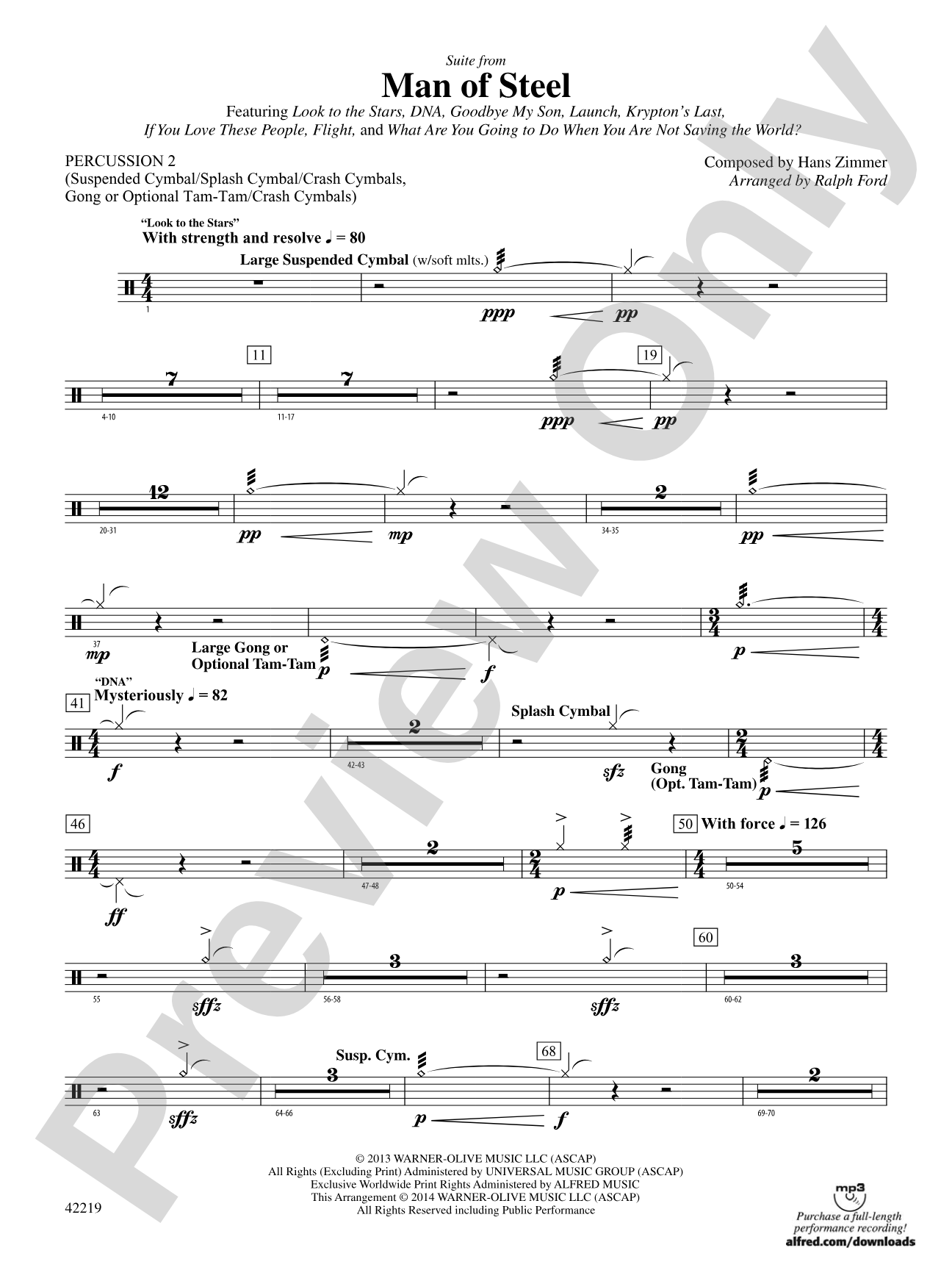 Man of Steel, Suite from: 2nd Percussion