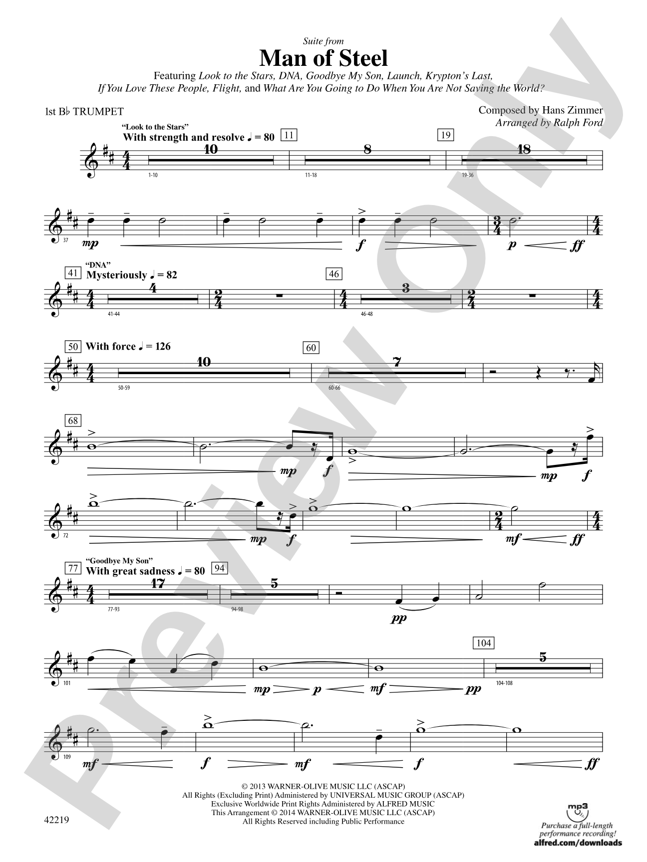 Man of Steel, Suite from: 1st B-flat Trumpet