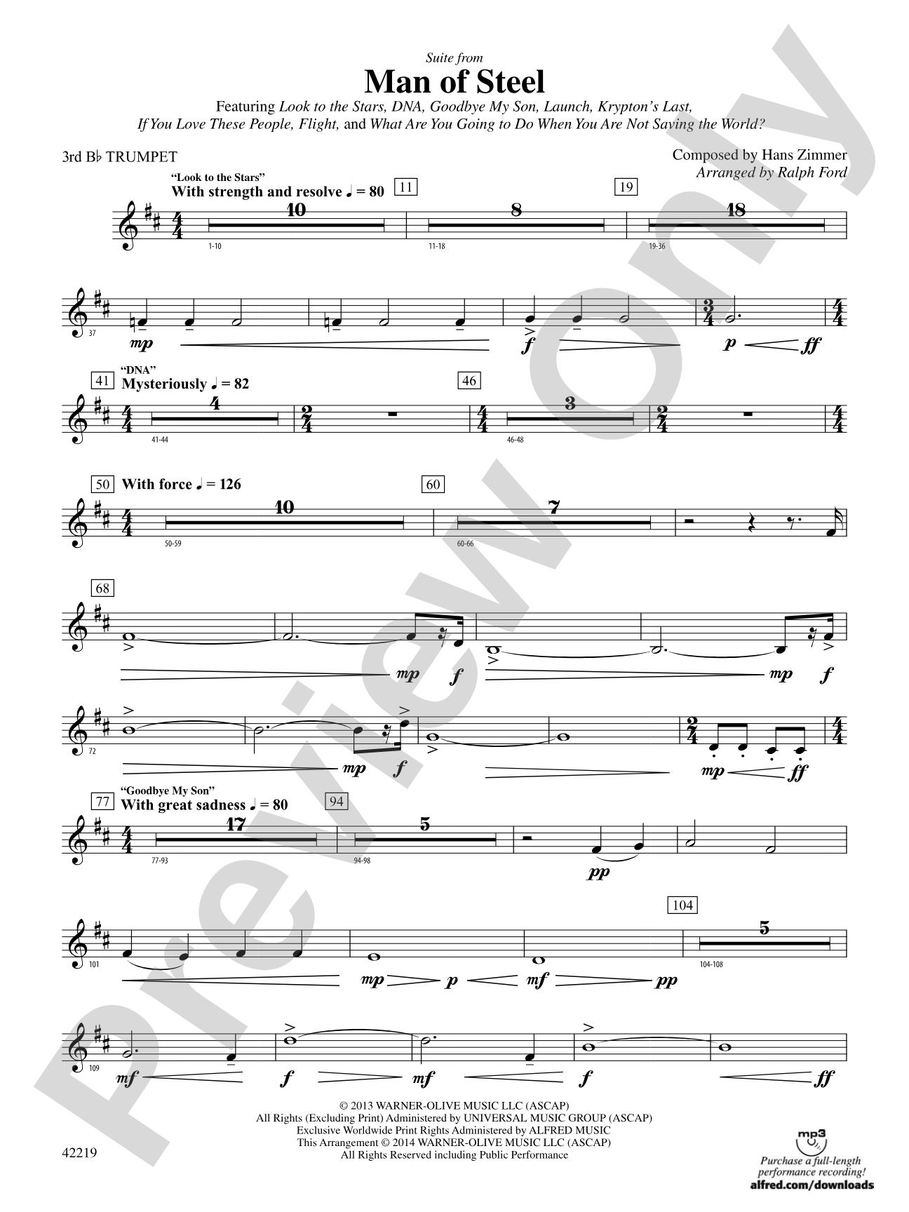 Man of Steel, Suite from: 3rd B-flat Trumpet