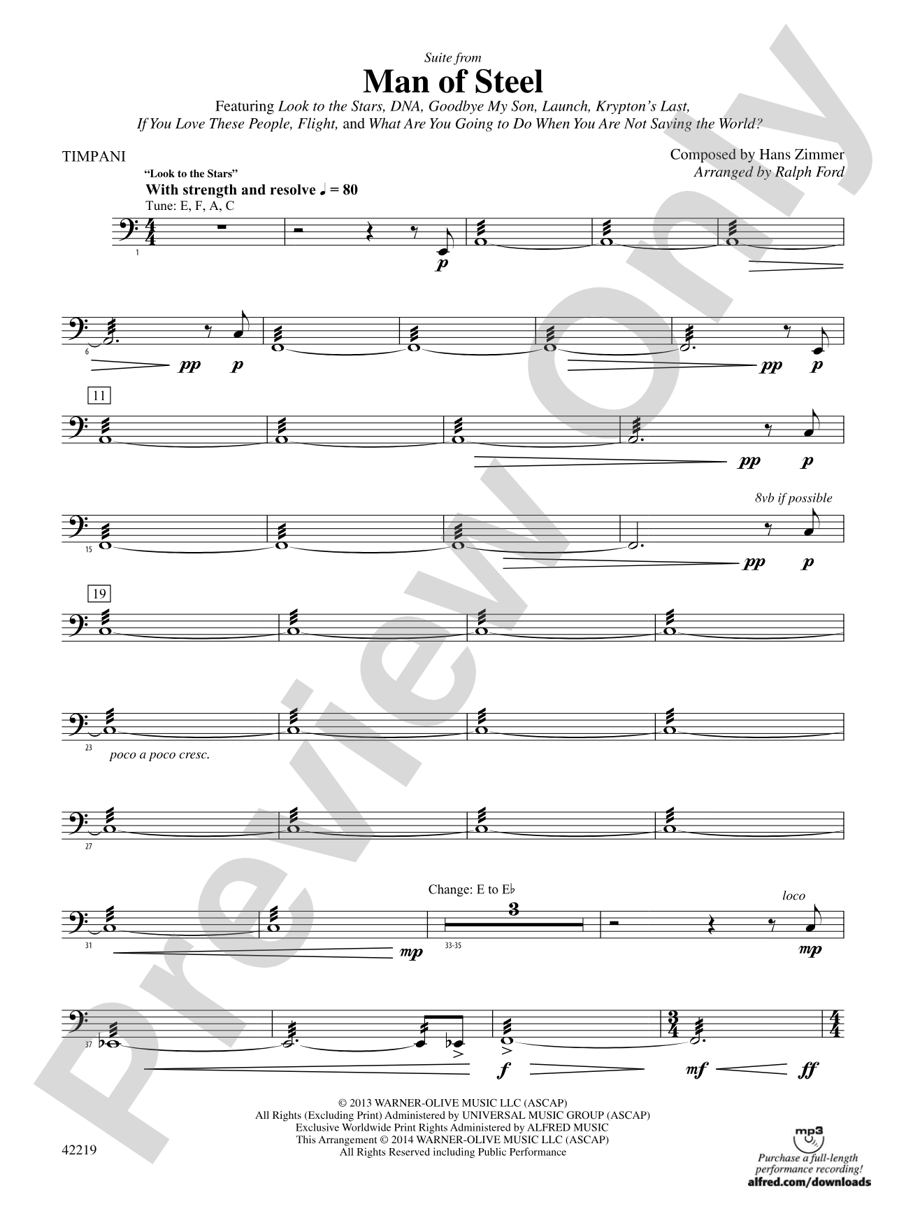 Man of Steel, Suite from: Timpani