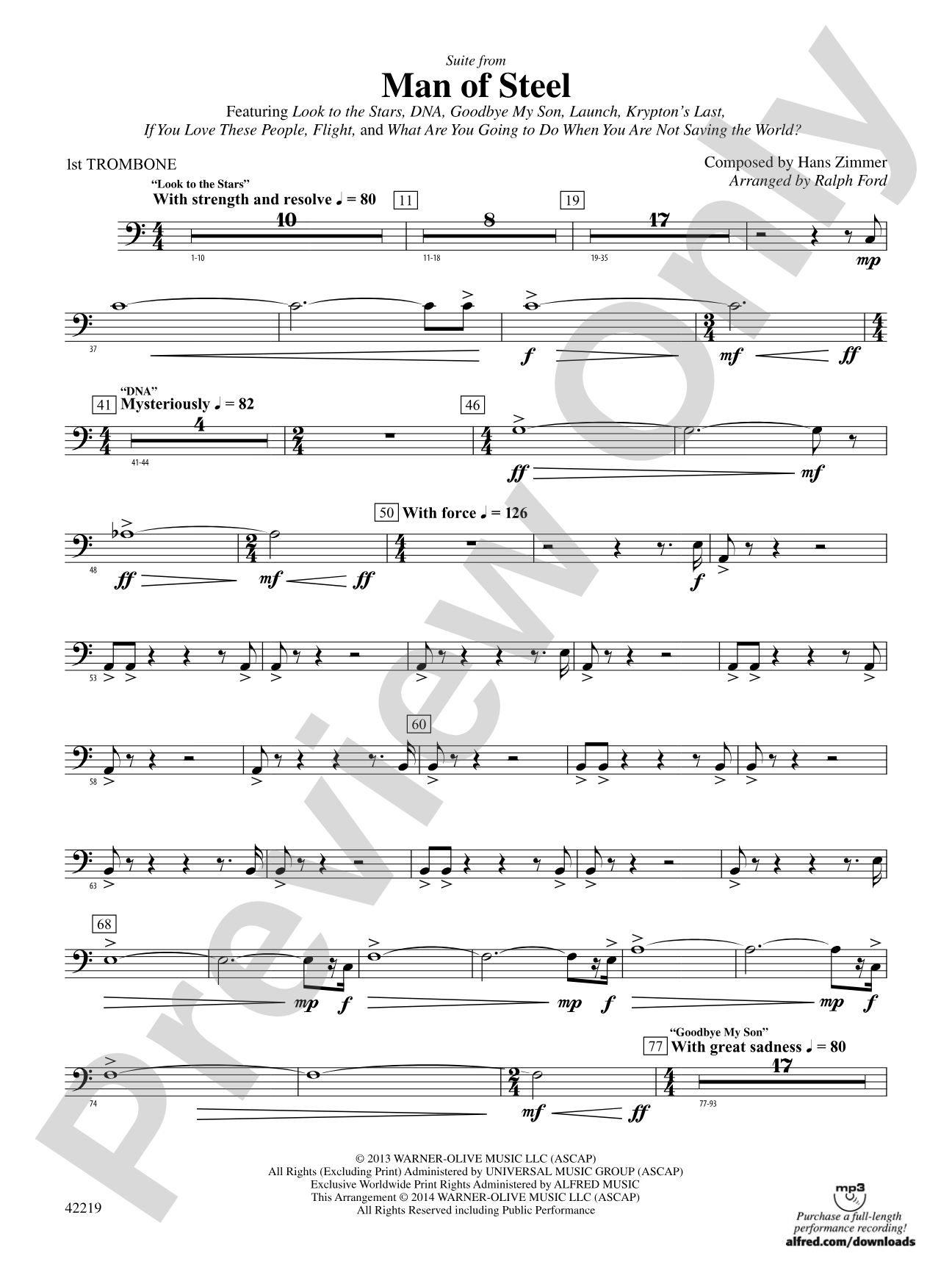 Man of Steel, Suite from: 1st Trombone