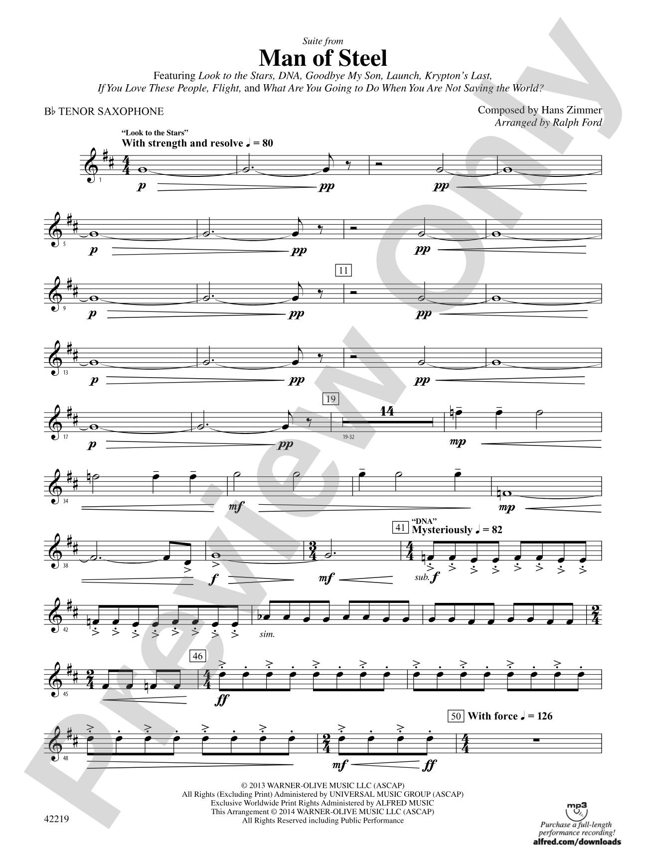 Man of Steel, Suite from: B-flat Tenor Saxophone