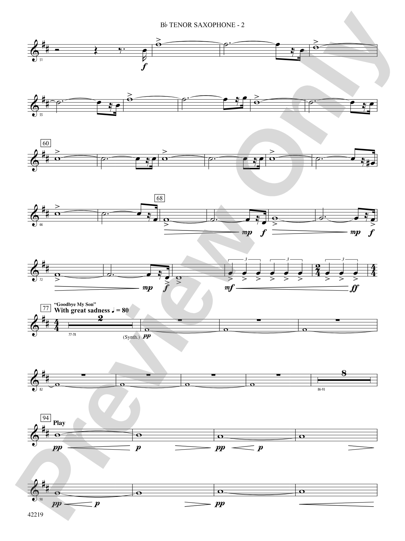Man of Steel, Suite from: B-flat Tenor Saxophone