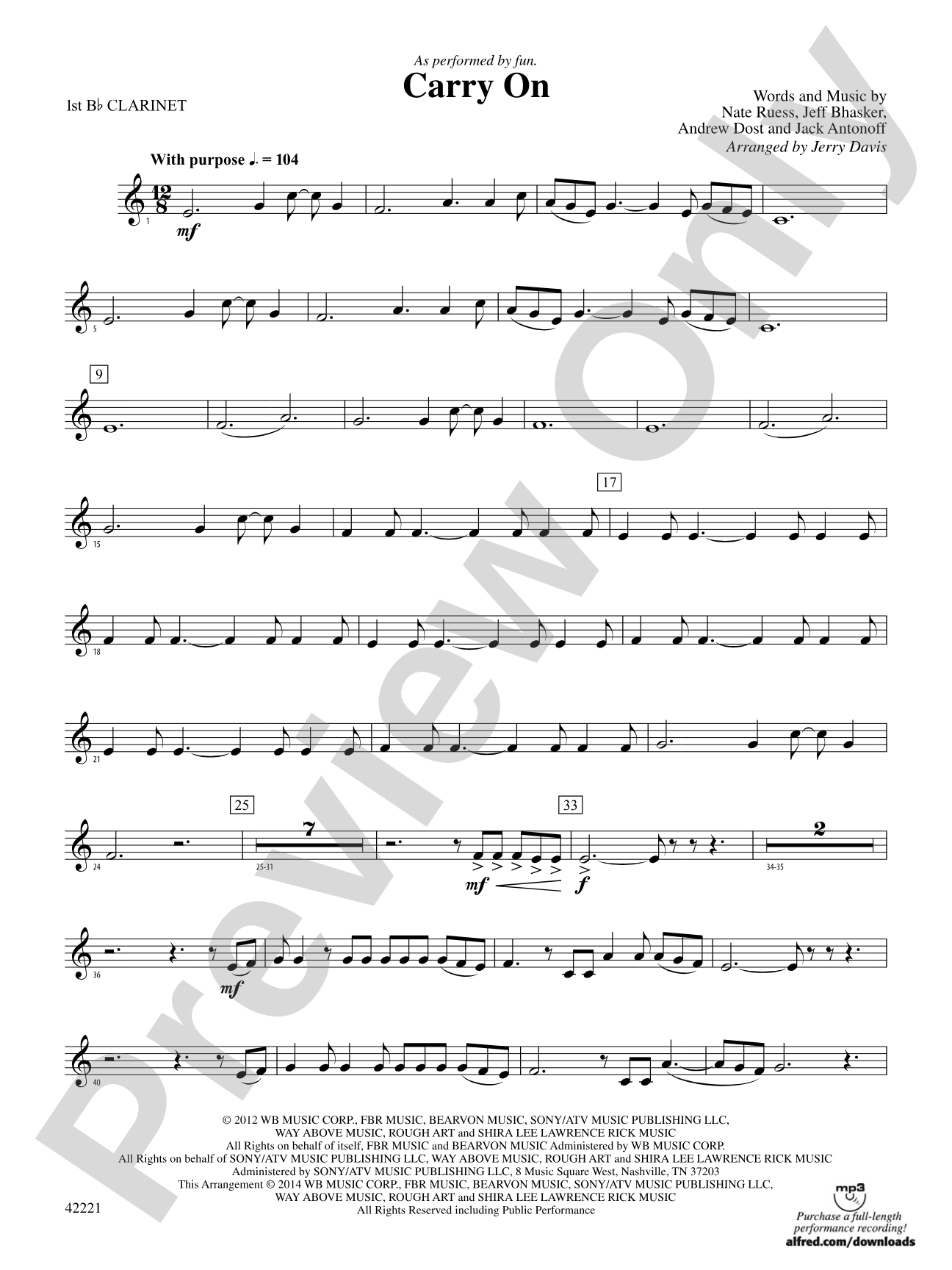 Carry On: 1st B-flat Clarinet