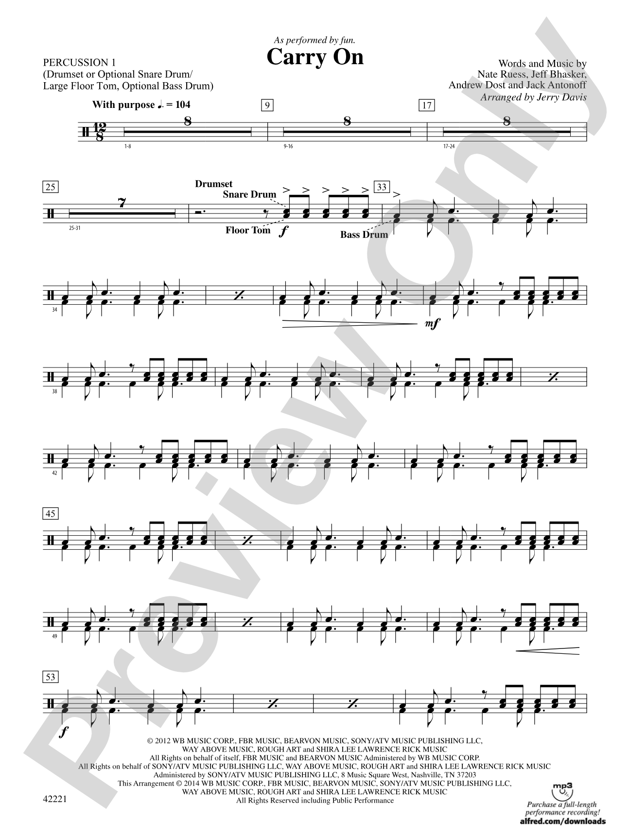 Carry On: 1st Percussion