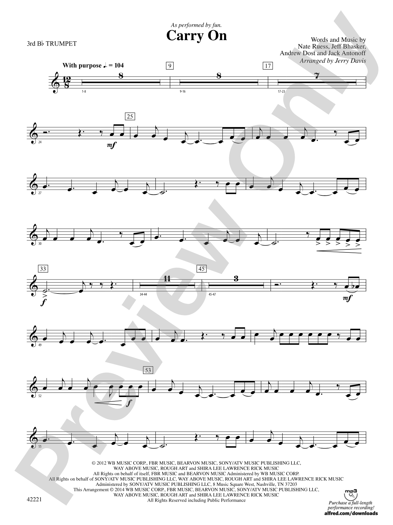 Carry On: 3rd B-flat Trumpet