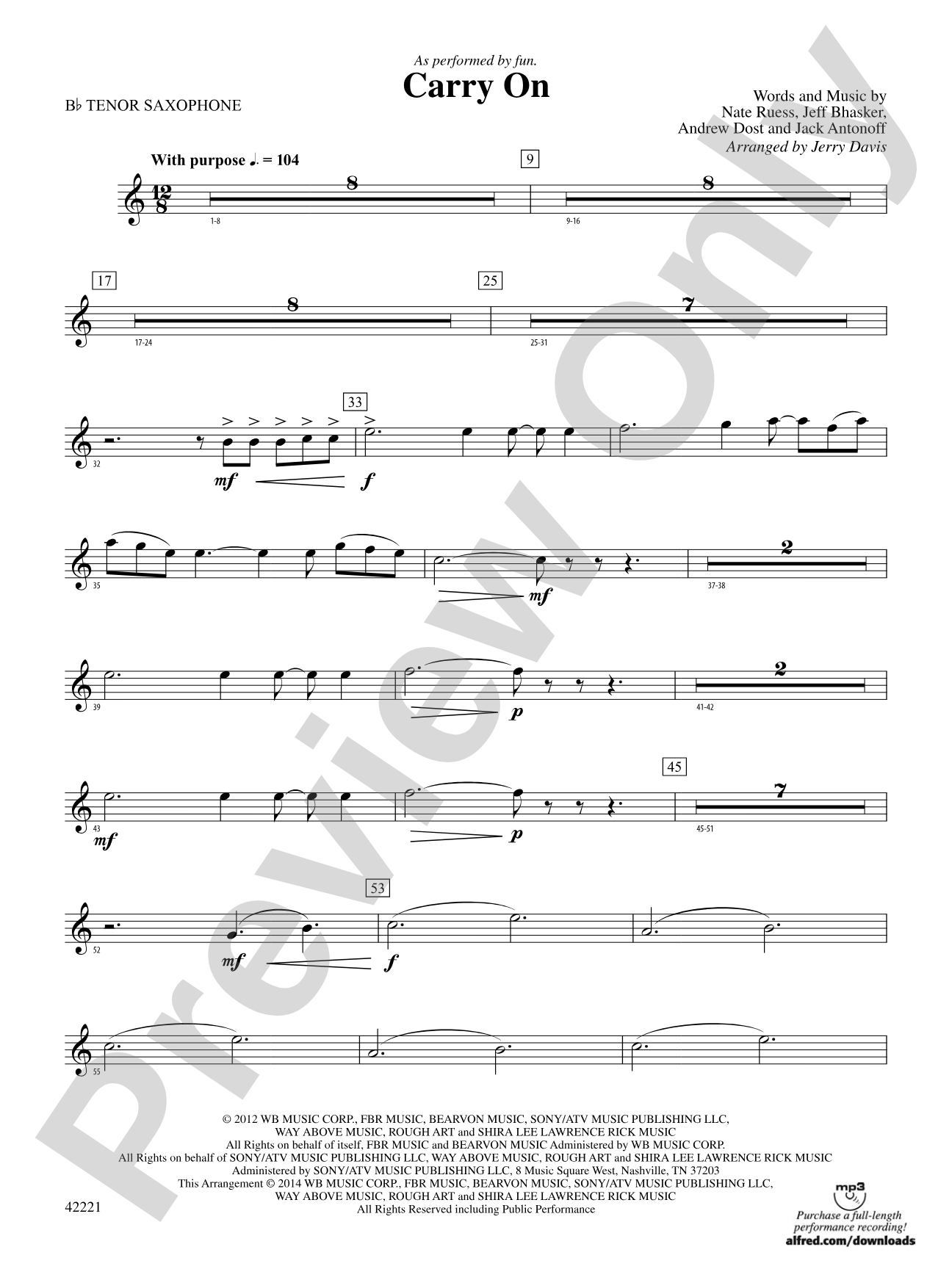 Carry On: B-flat Tenor Saxophone
