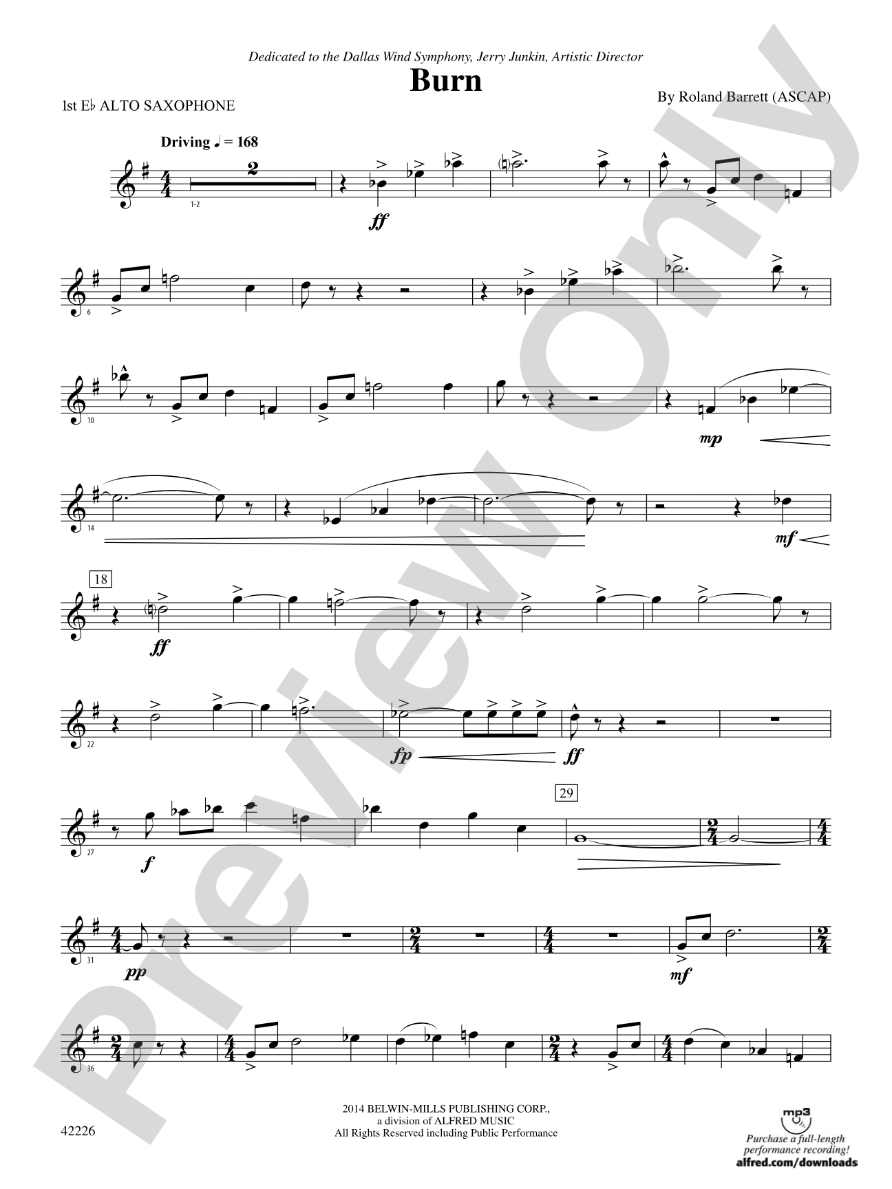 Burn: E-flat Alto Saxophone