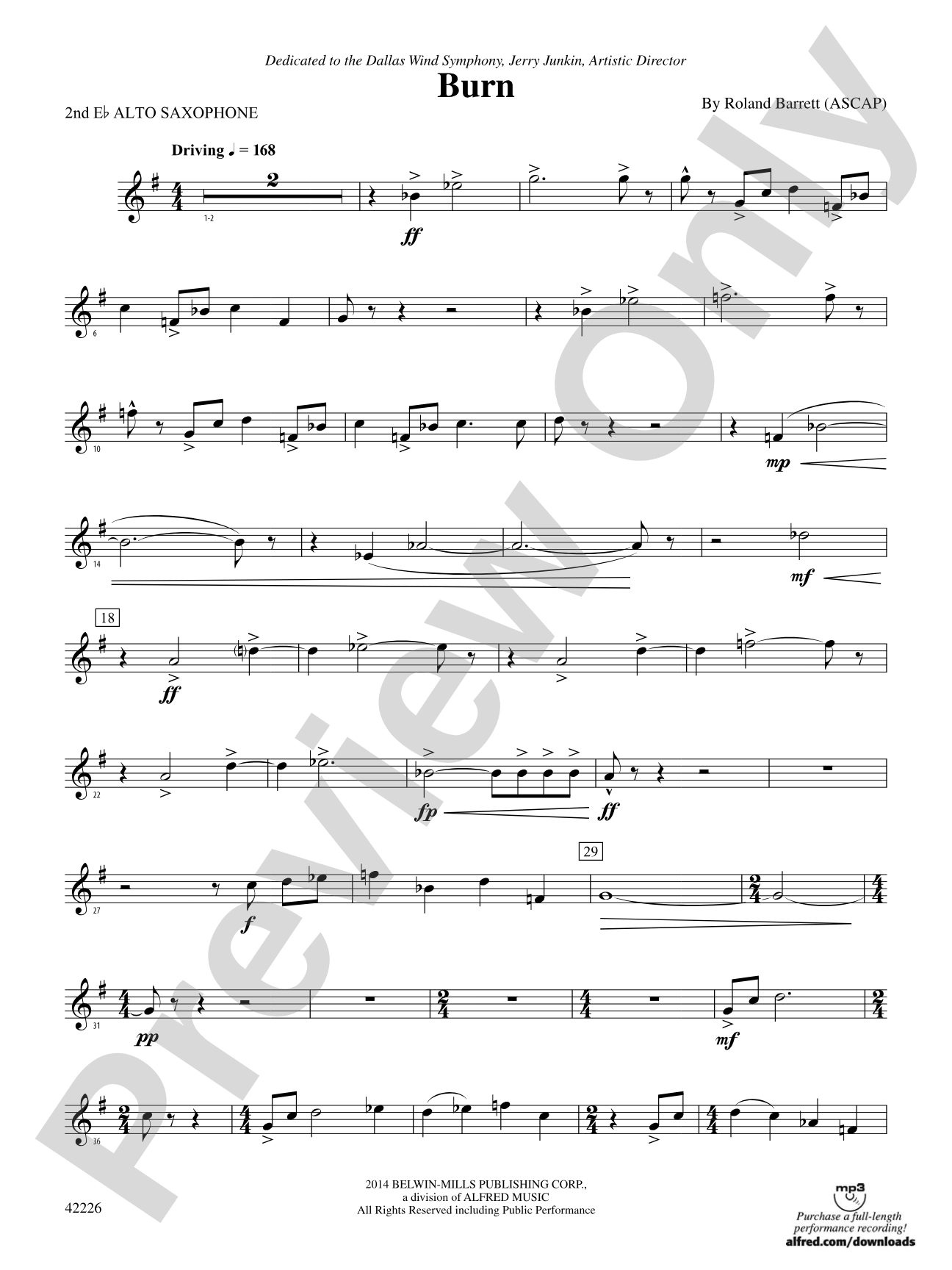 Burn: 2nd E-flat Alto Saxophone