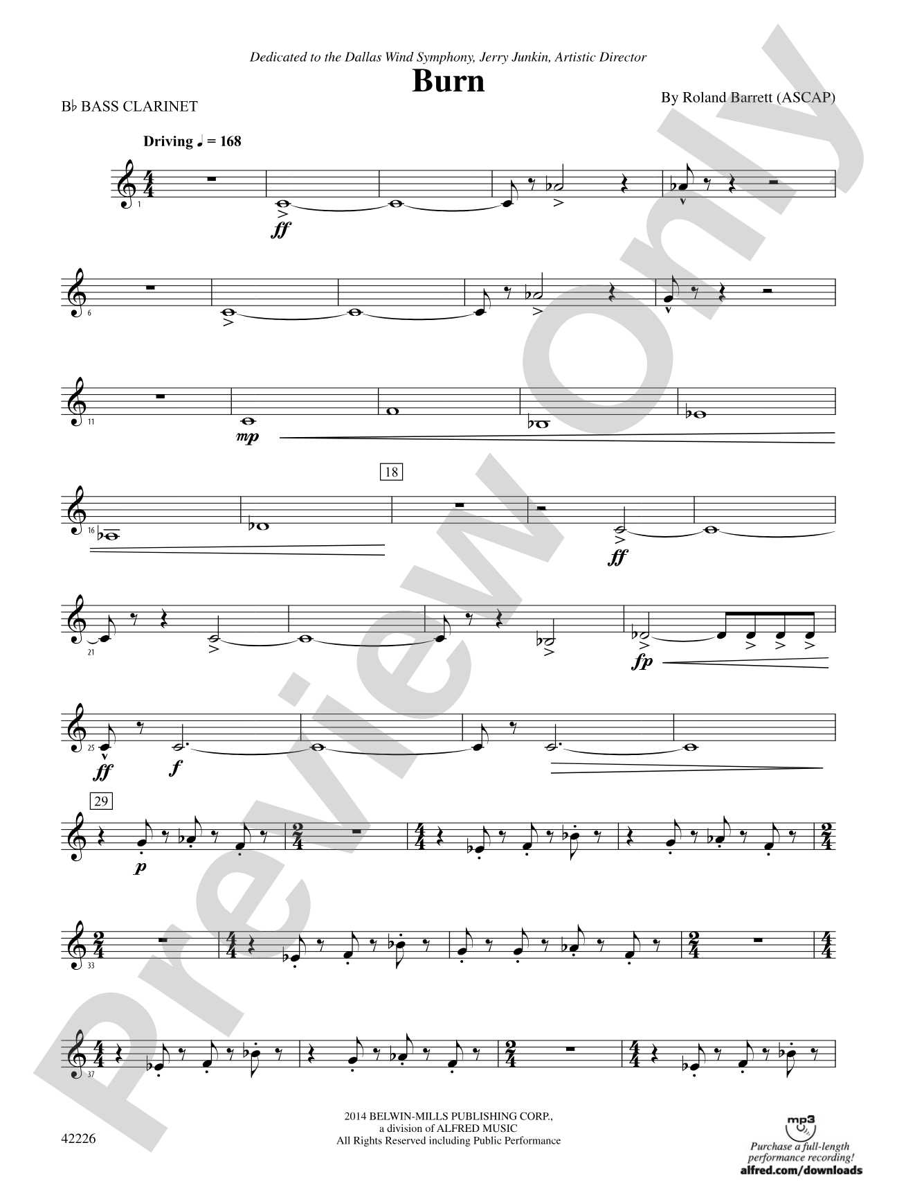 Burn: B-flat Bass Clarinet
