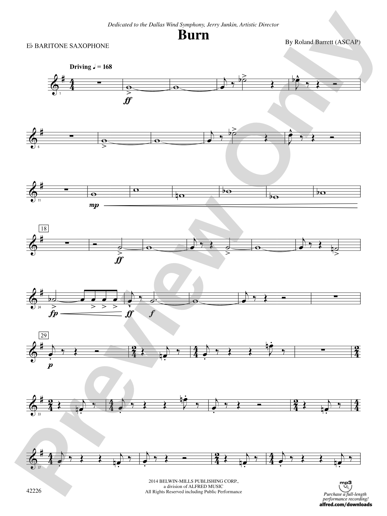 Burn: E-flat Baritone Saxophone
