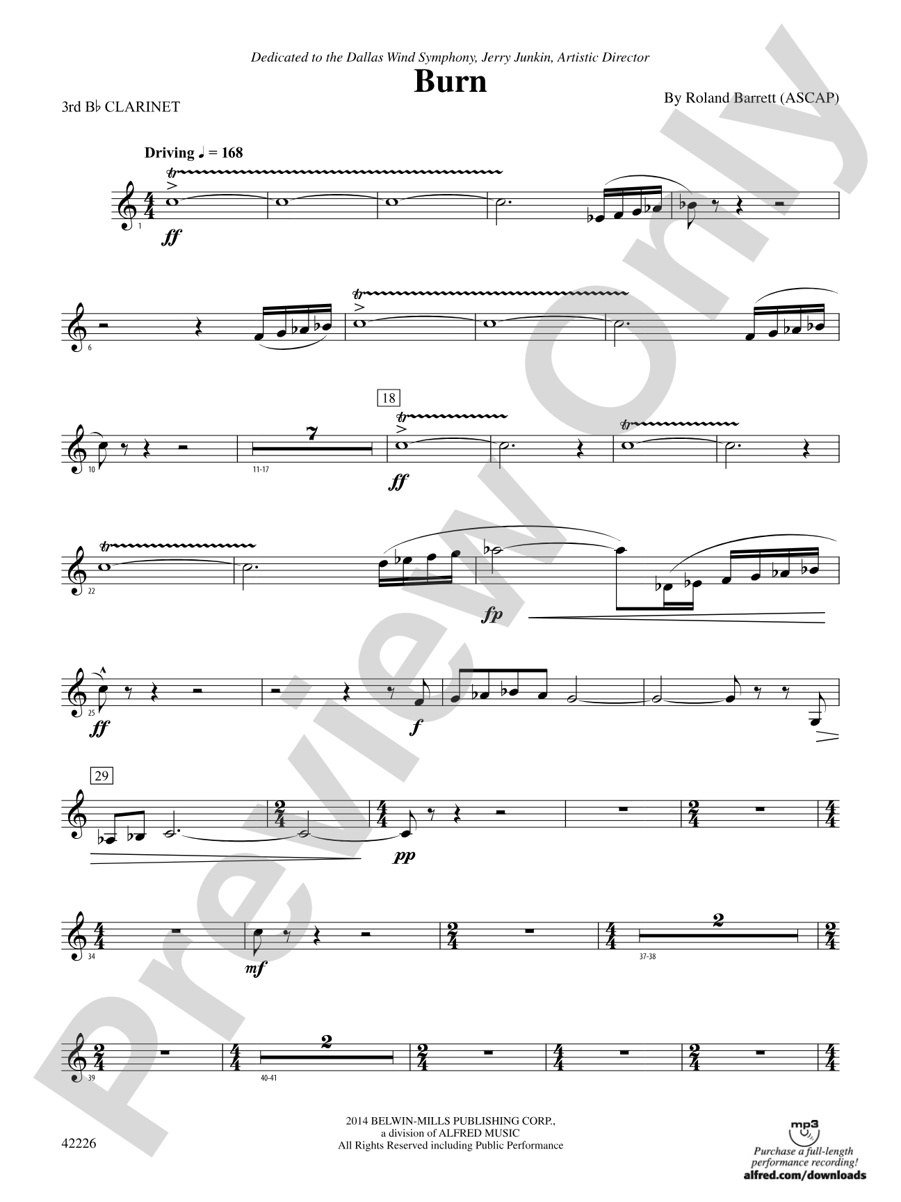 Burn: 3rd B-flat Clarinet
