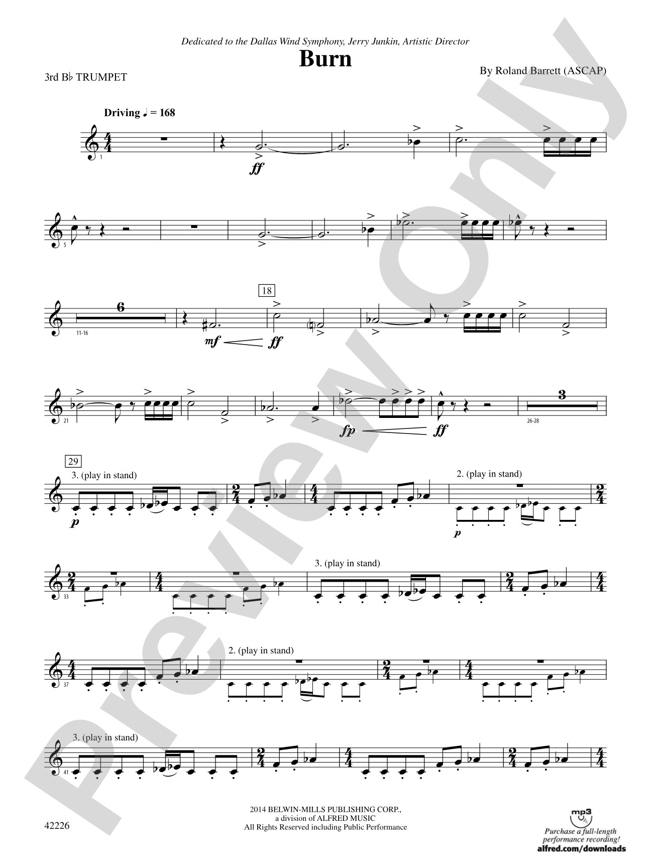Burn: 3rd B-flat Trumpet