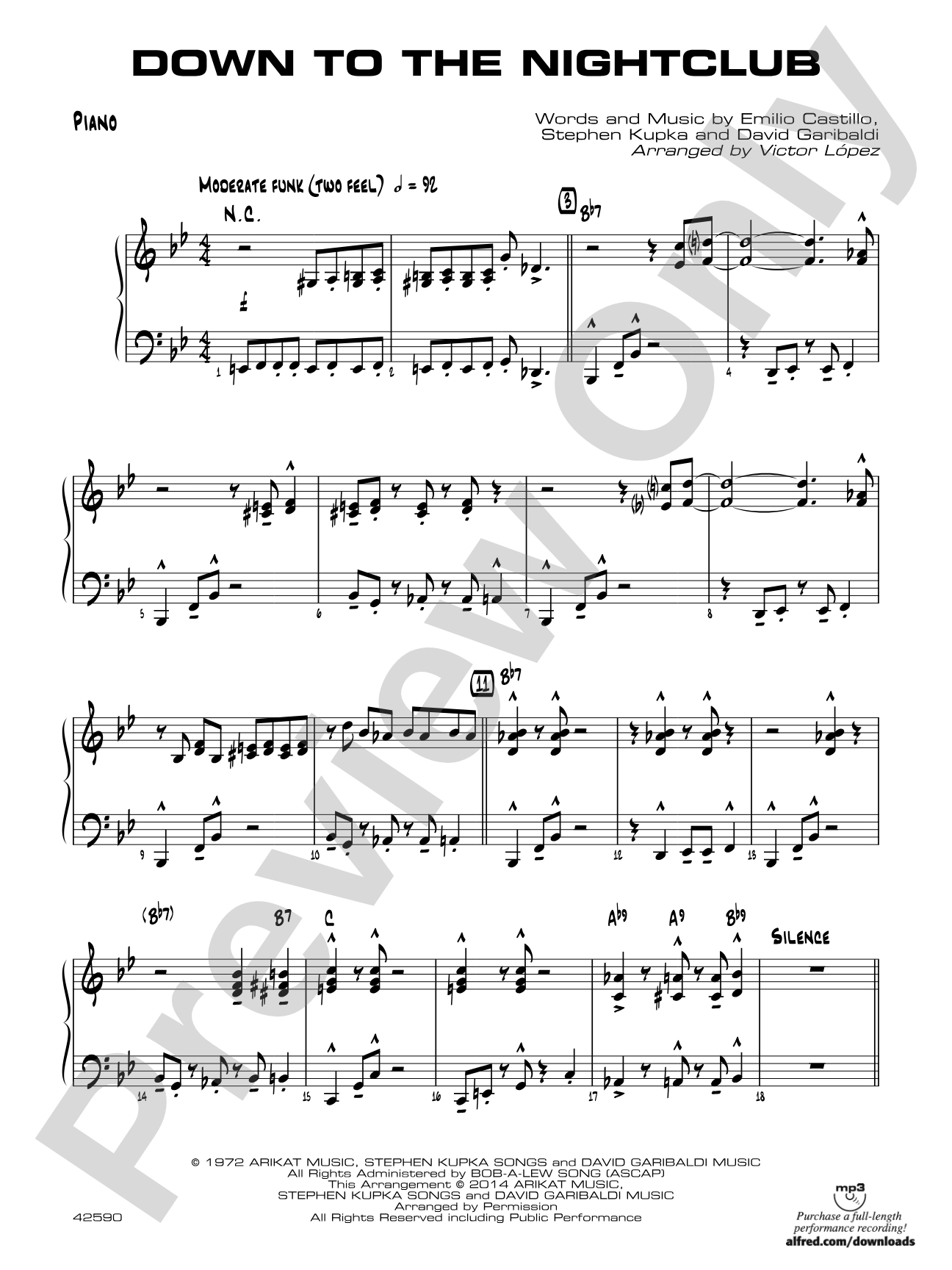 Down to the Nightclub: Piano Accompaniment