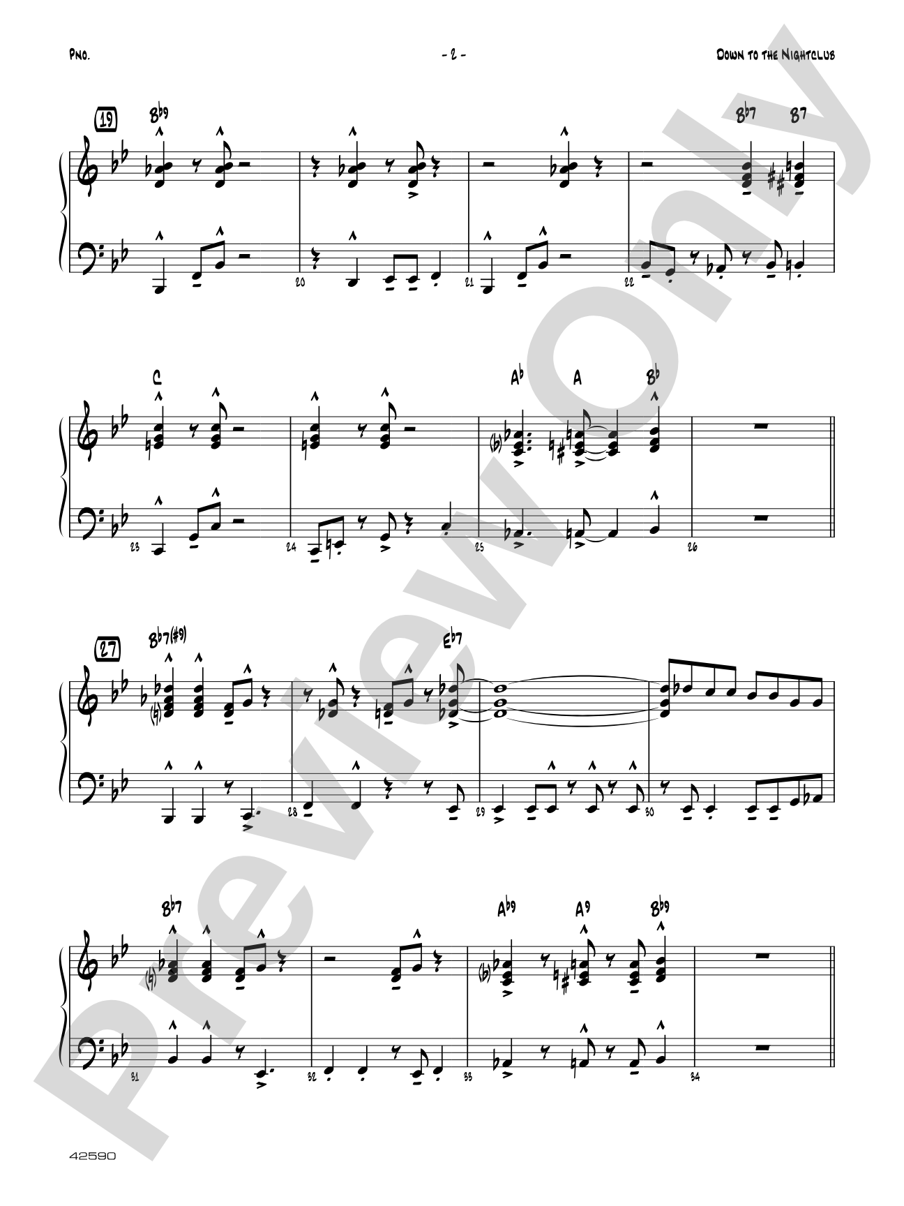 Down to the Nightclub: Piano Accompaniment