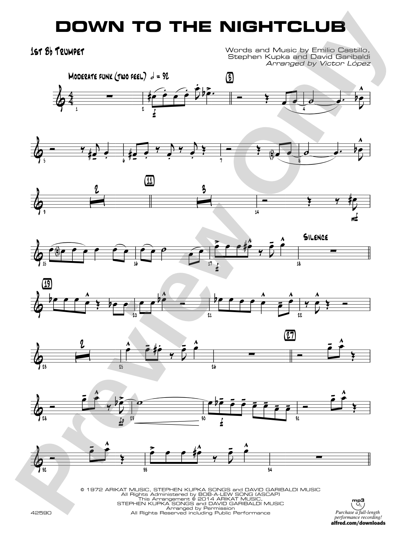 Down to the Nightclub: 1st B-flat Trumpet