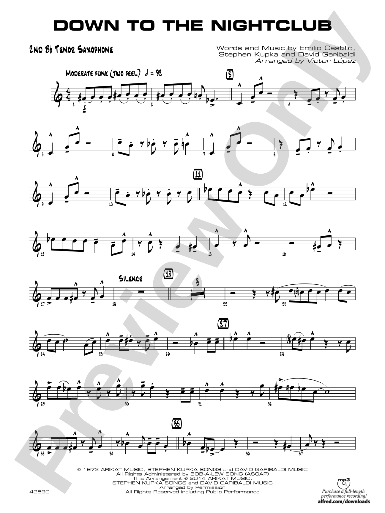 Down to the Nightclub: 2nd B-flat Tenor Saxophone