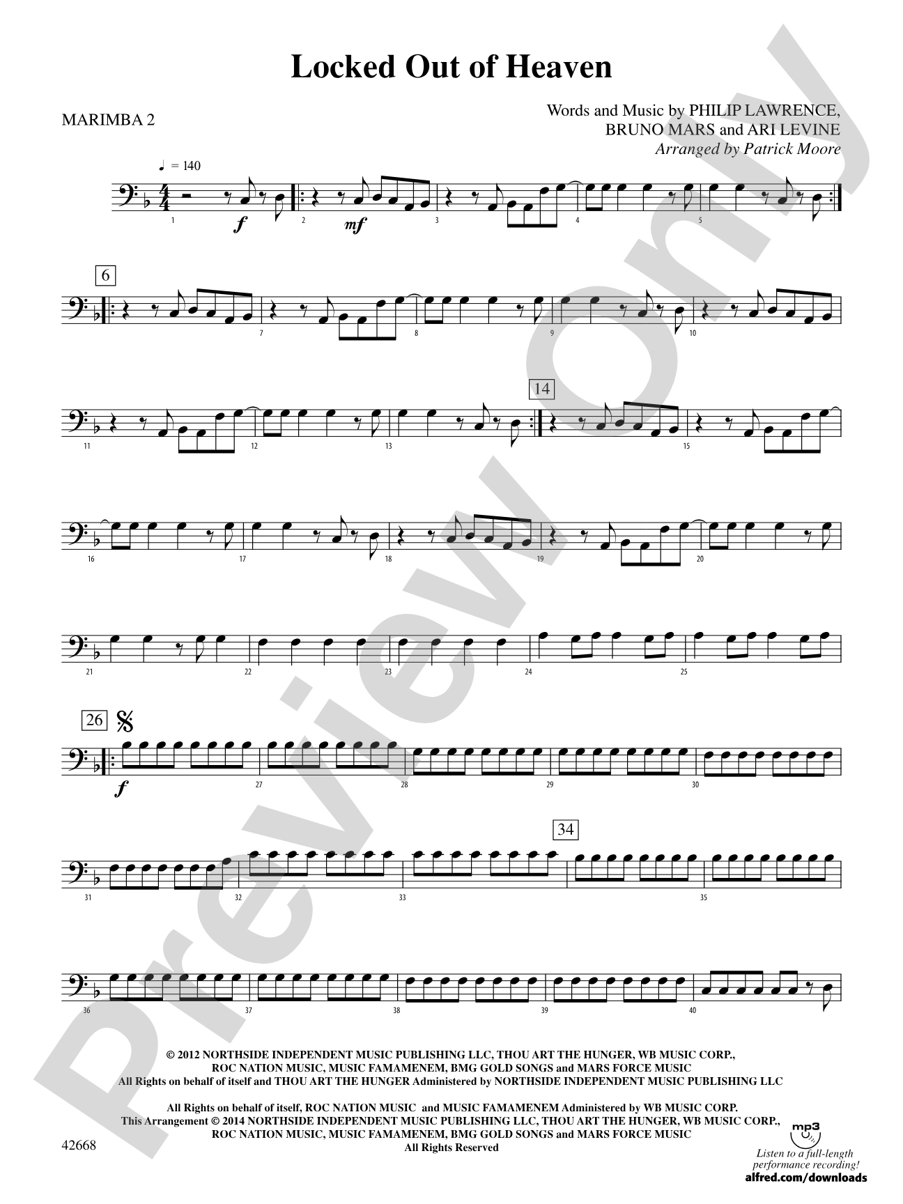 Locked Out of Heaven: 2nd Mallet Percussion