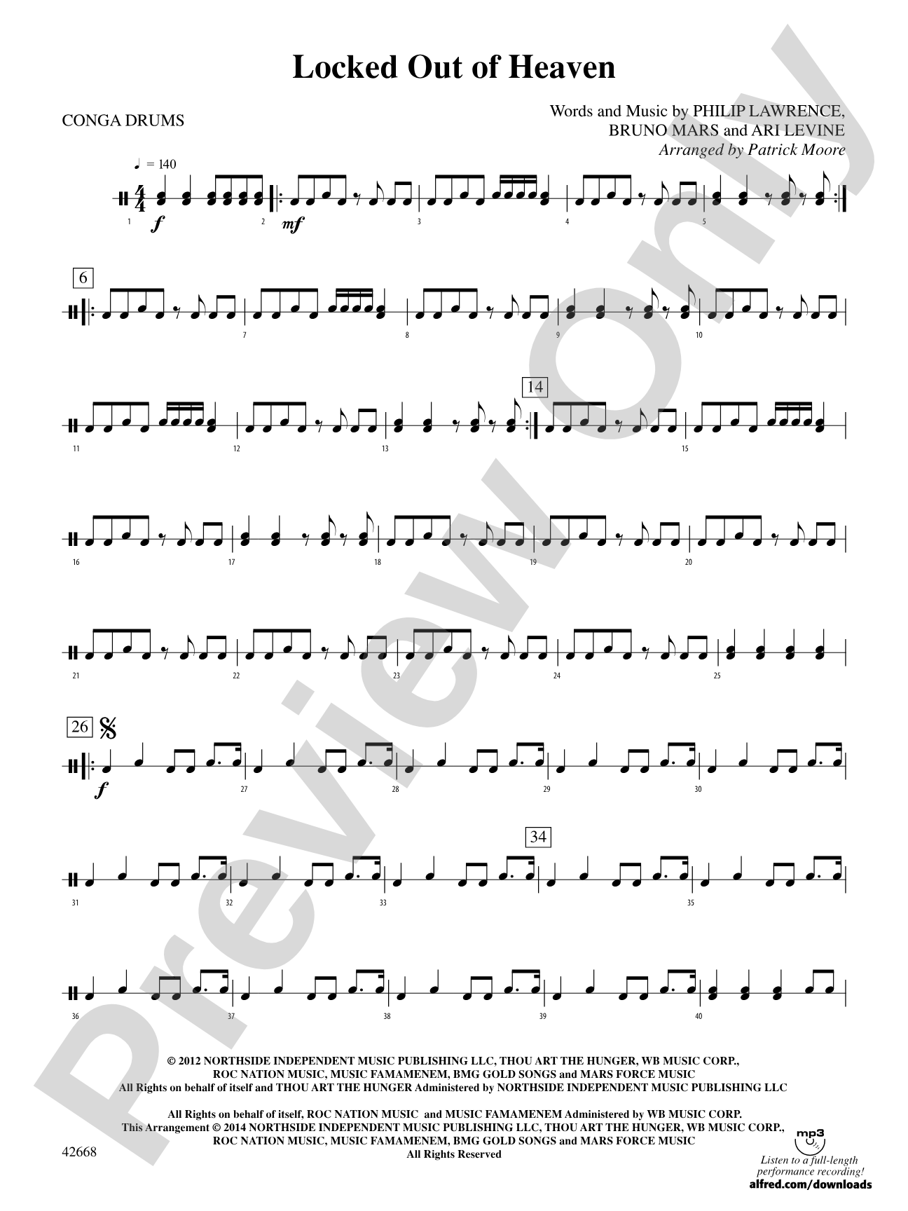 Locked Out of Heaven: 1st Percussion