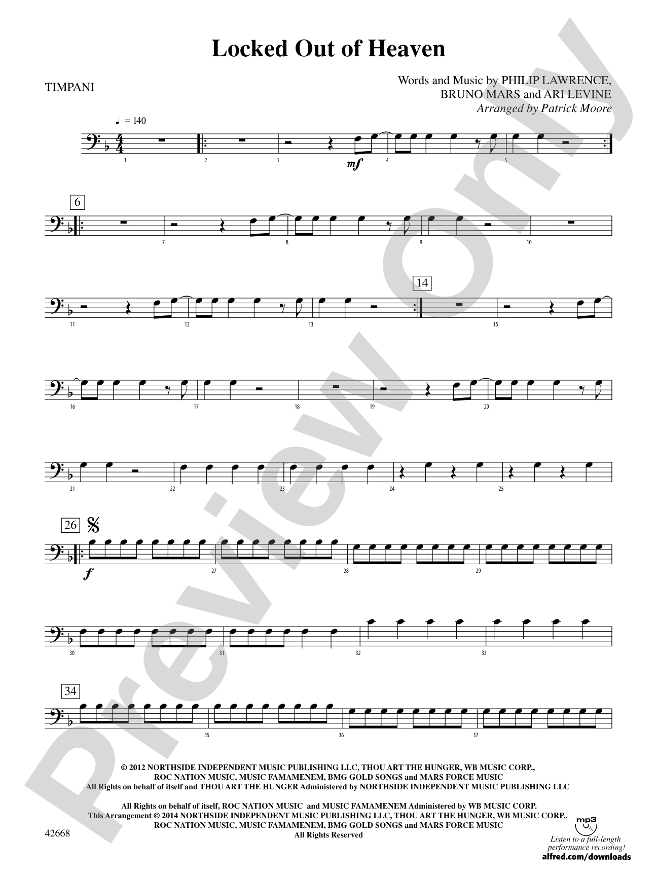 Locked Out of Heaven: Timpani