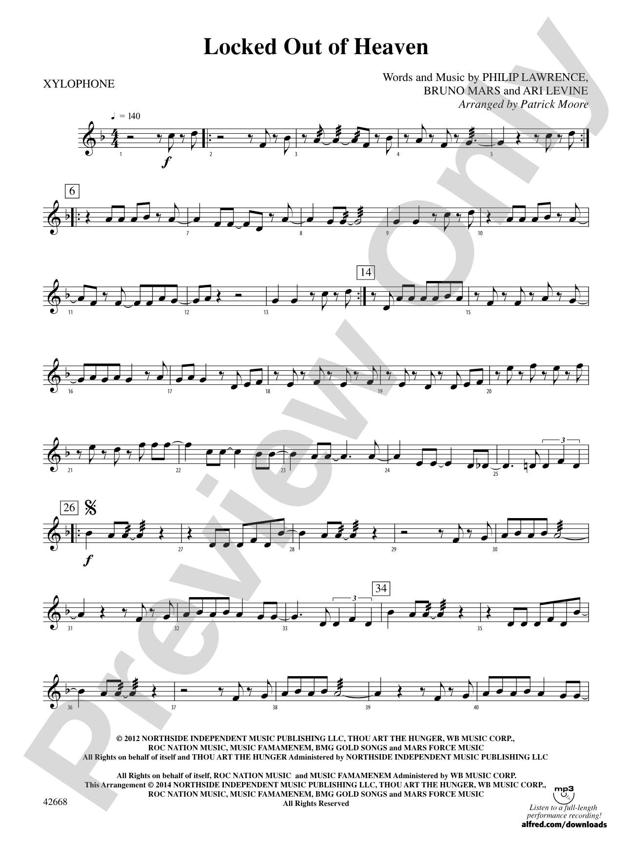 Locked Out of Heaven: Xylophone