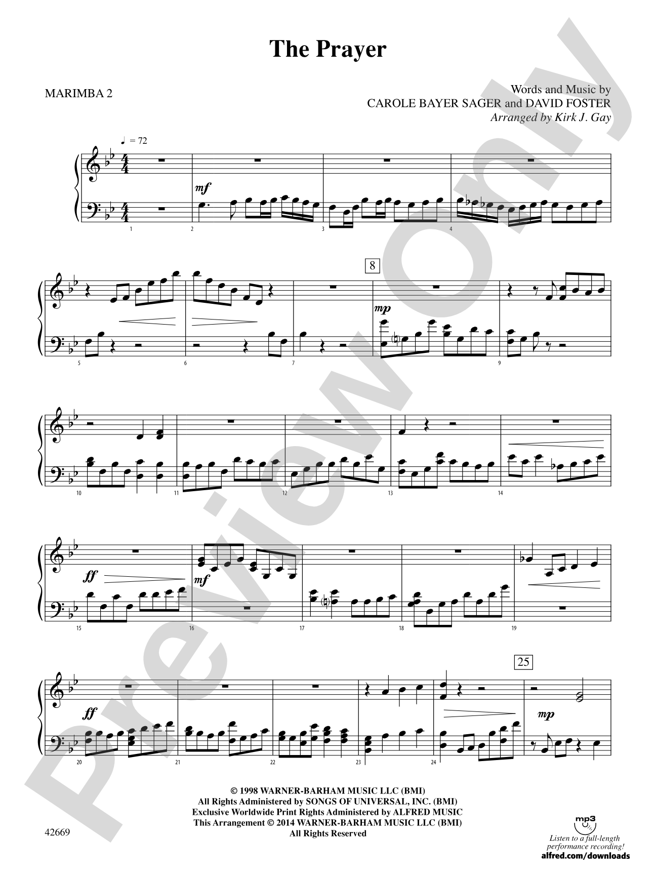 The Prayer: 2nd Mallet Percussion