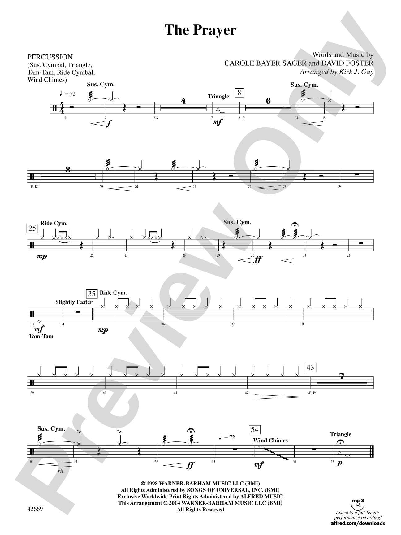 The Prayer: 1st Percussion