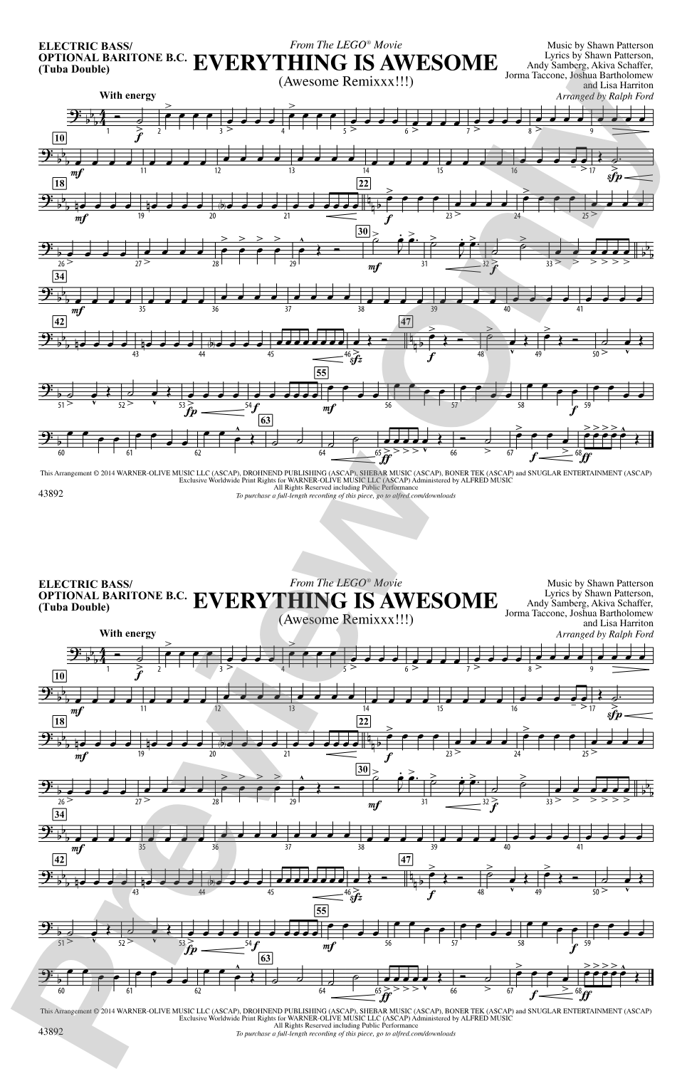 Everything Is Awesome (from The Lego® Movie): Electric Bass