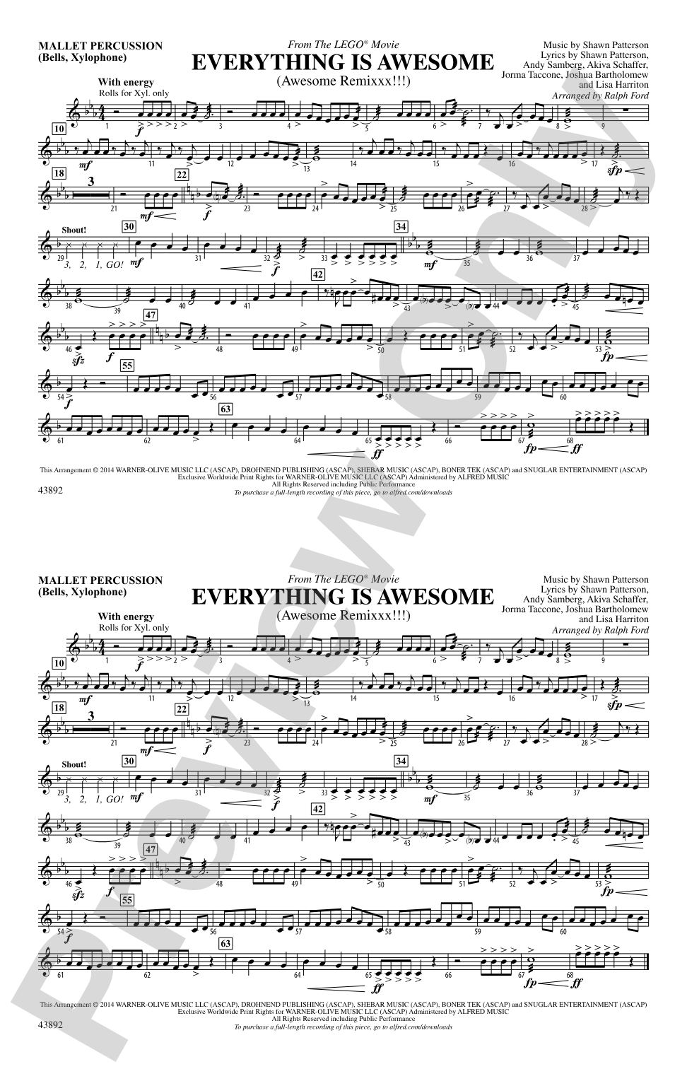 Everything Is Awesome (from The Lego® Movie): Mallets